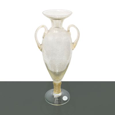 Vaso ad anfora, vetro pulegoso di Murano