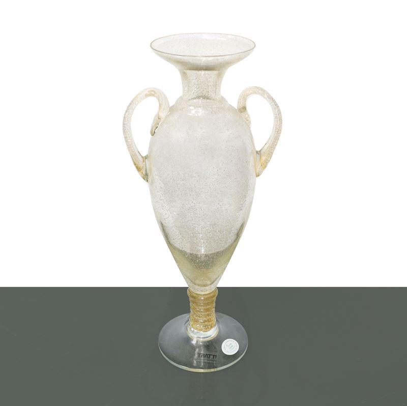 Vaso ad anfora, vetro pulegoso di Murano