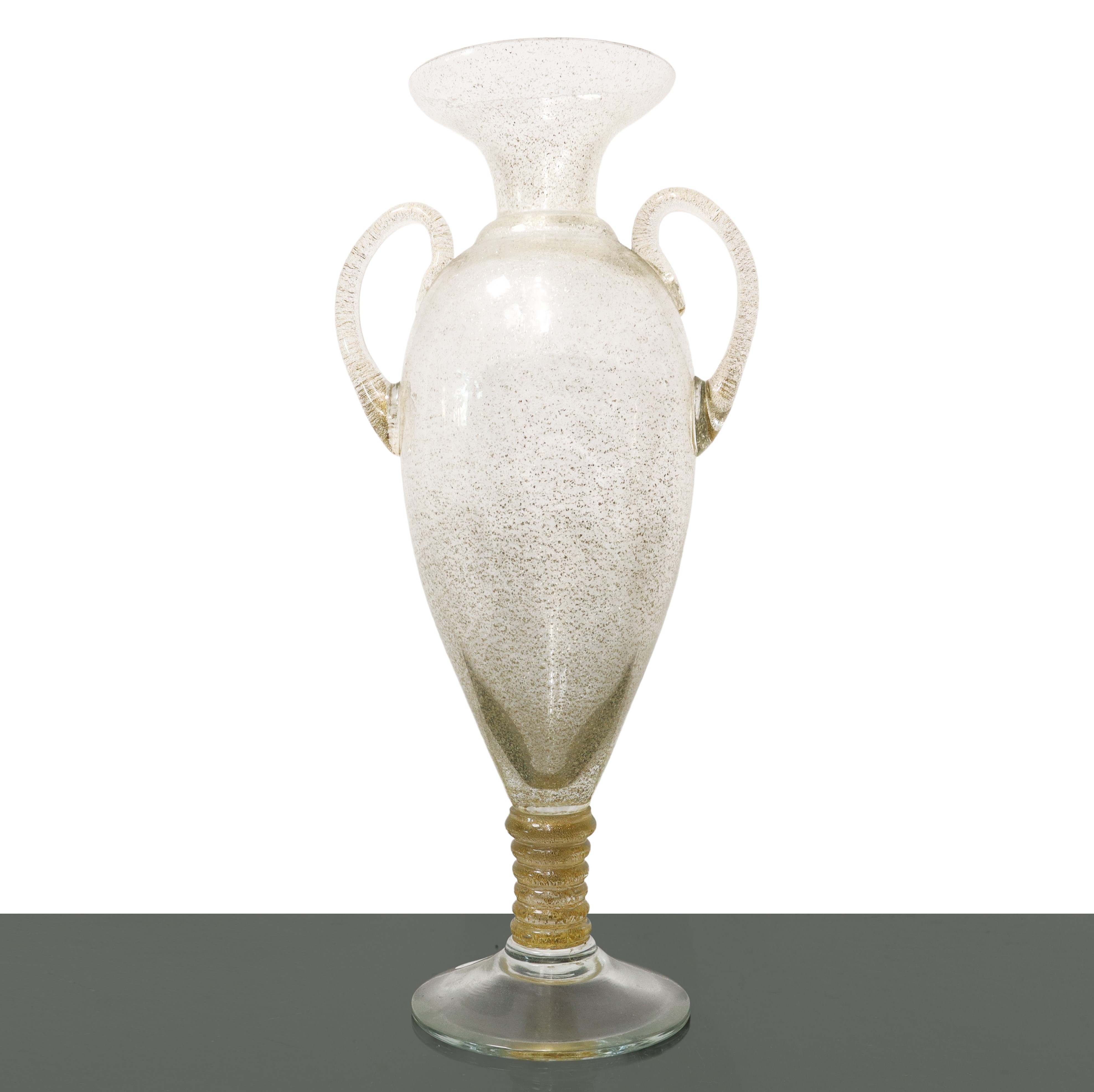 Vaso ad anfora, vetro pulegoso di Murano