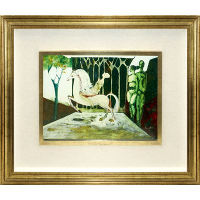 Fantasia con coppia e cavallo bianco