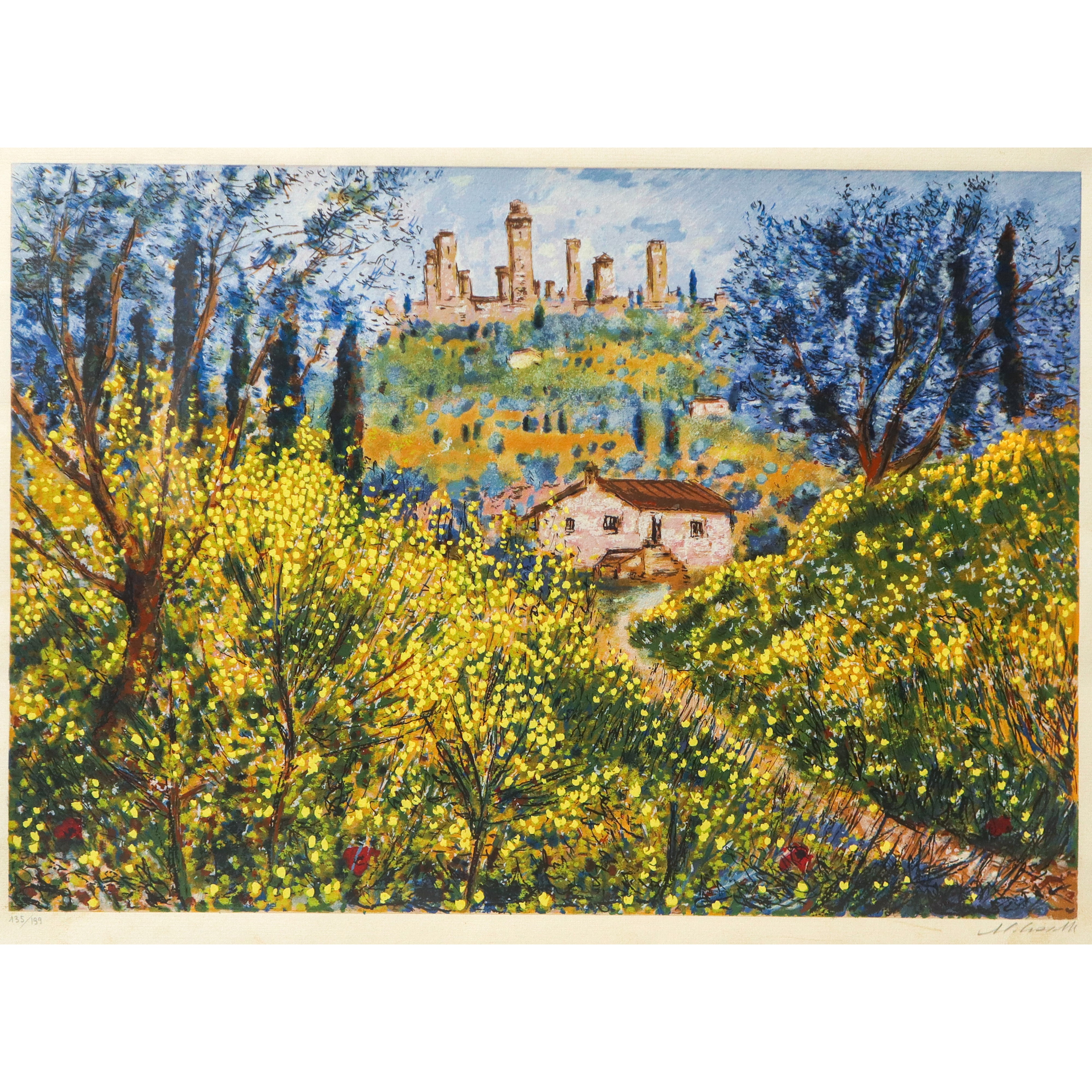 Michele Cascella - Paesaggio fiorito (tiratura 135/199)