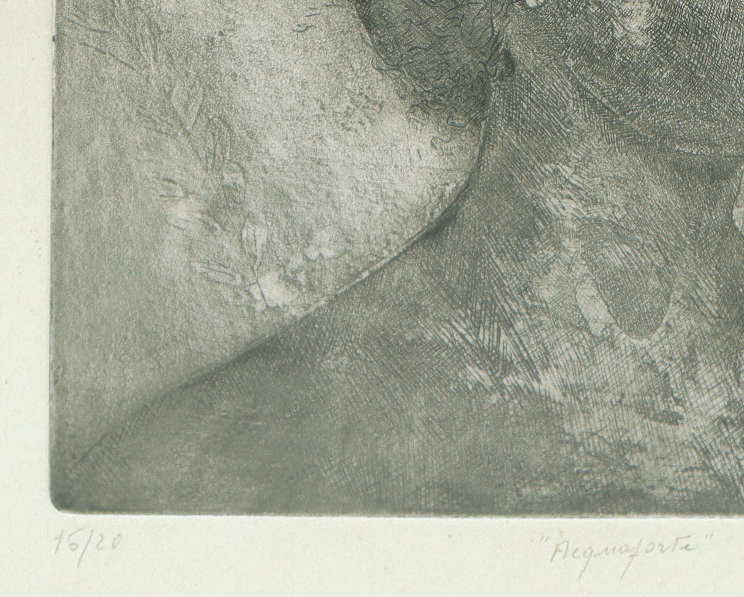 O. Reitano, Busto di scultura greca, acquaforte in cornice