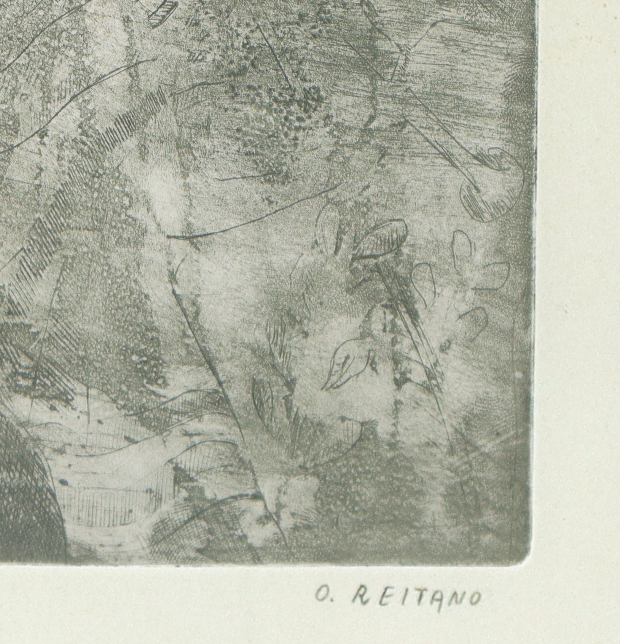 O. Reitano, Busto di scultura greca, acquaforte in cornice
