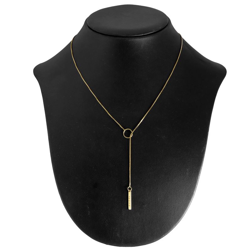 Collana Lariat Gucci Link to Love oro 18k con pendente a barretta