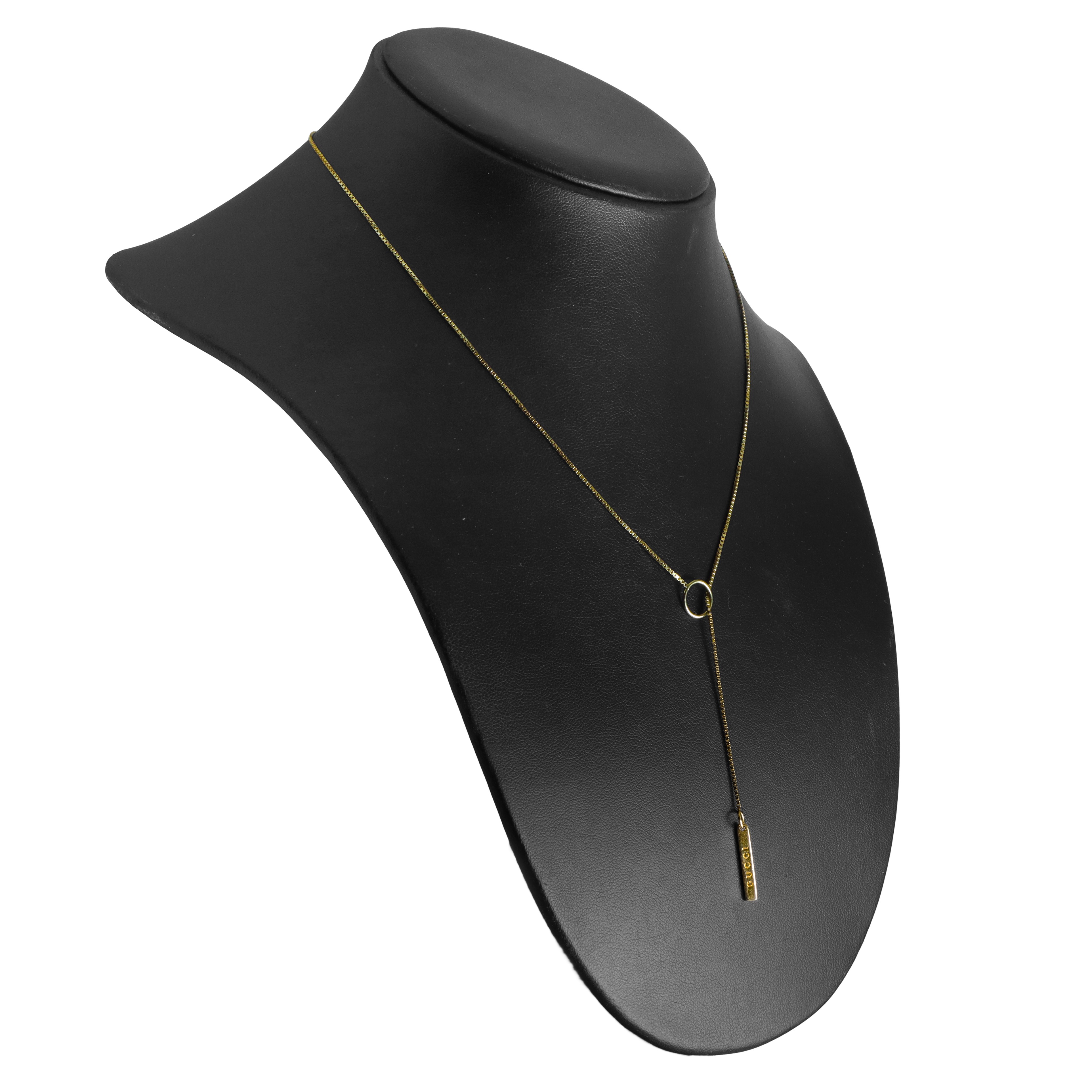 Collana Lariat Gucci Link to Love oro 18k con pendente a barretta