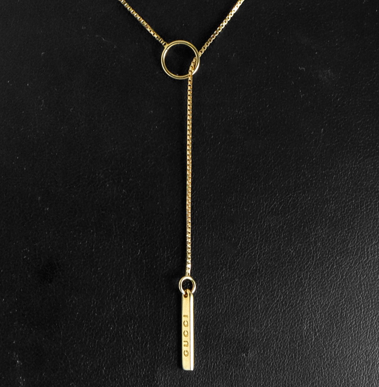Collana Lariat Gucci Link to Love oro 18k con pendente a barretta