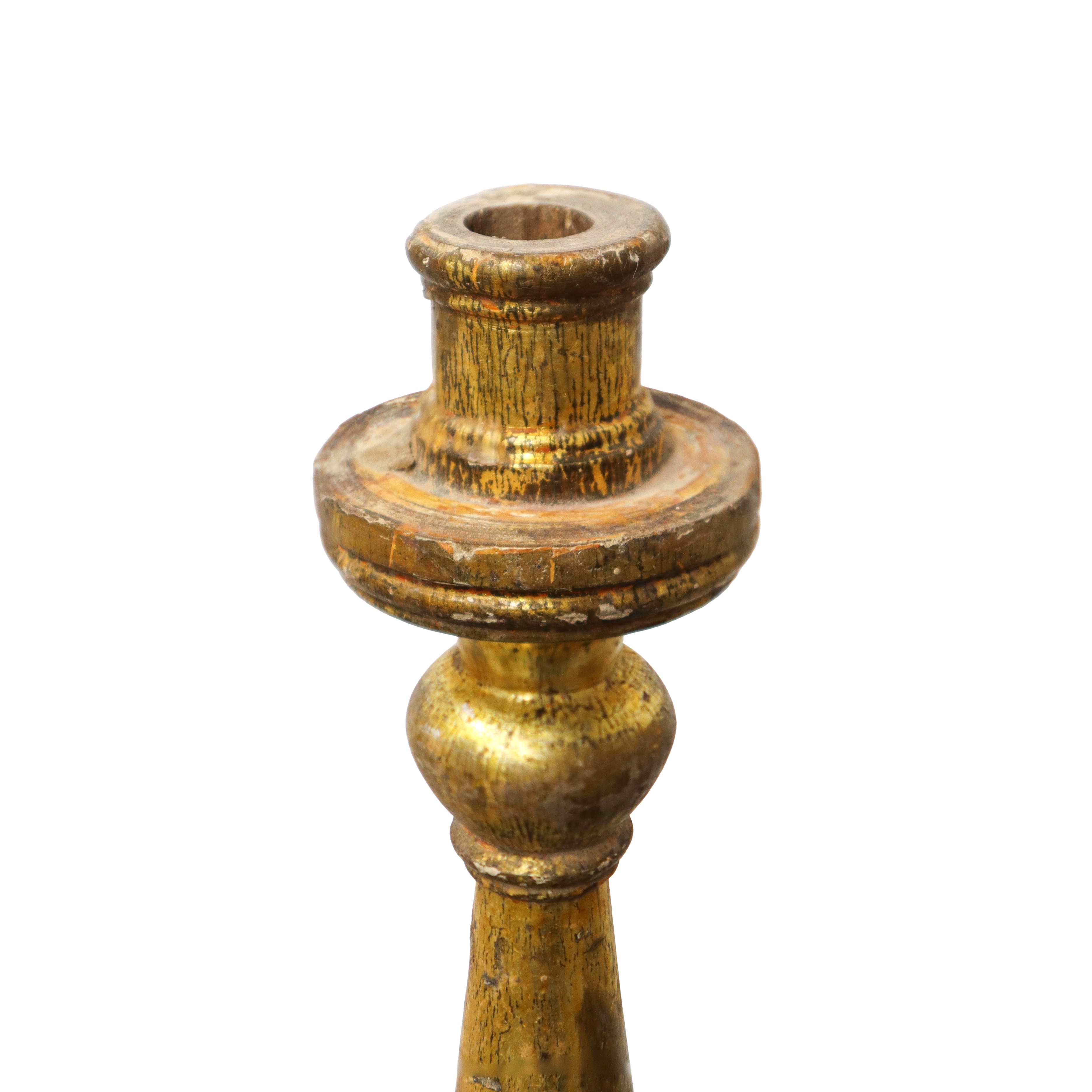 Coppia di Candelabri in Legno Dorato Argento e Mecca