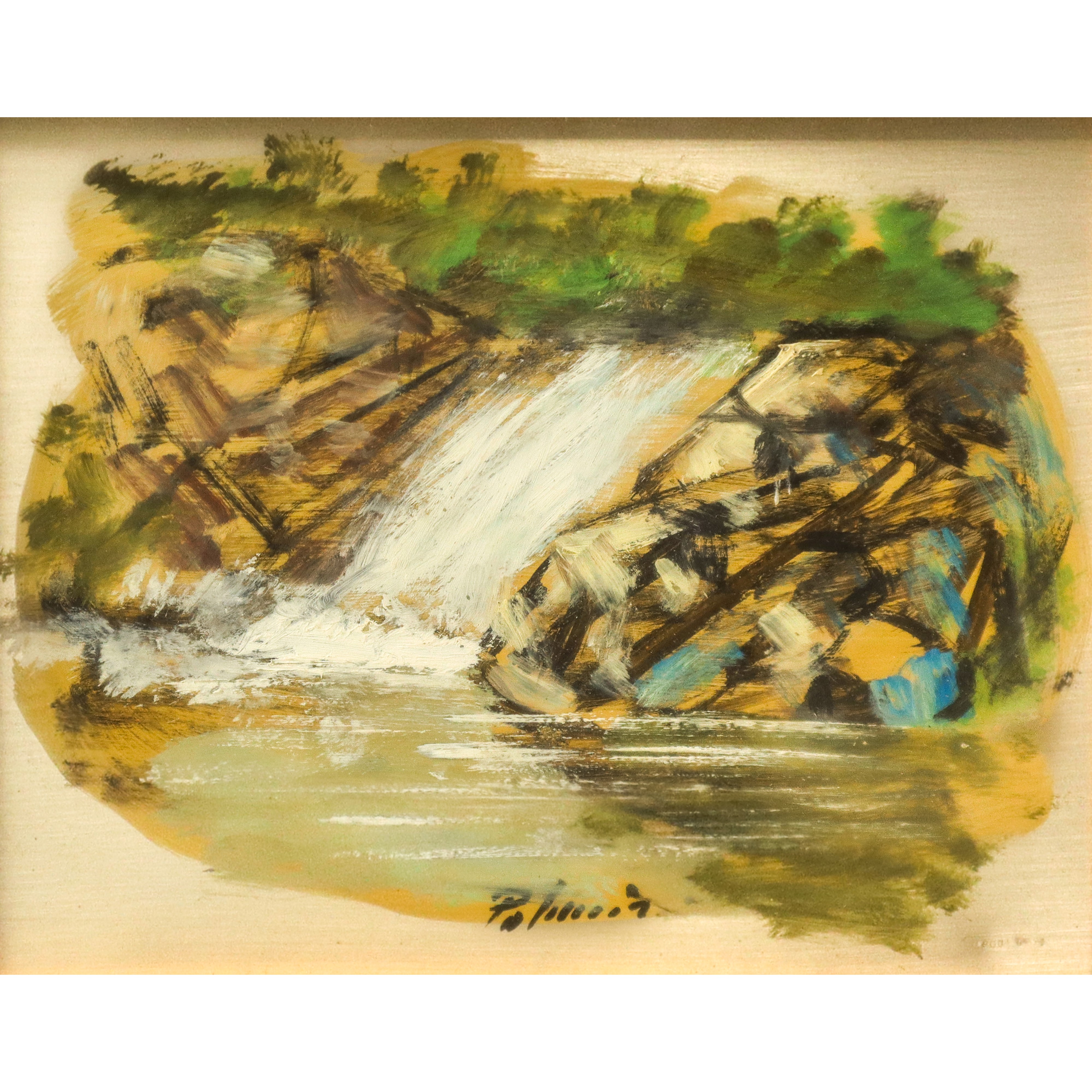 Cascata, lastra d’argento dipinta