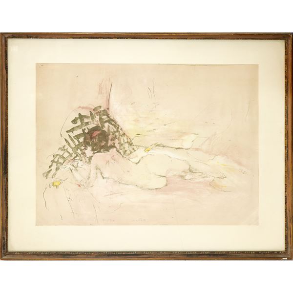 Lying woman and yellow roses