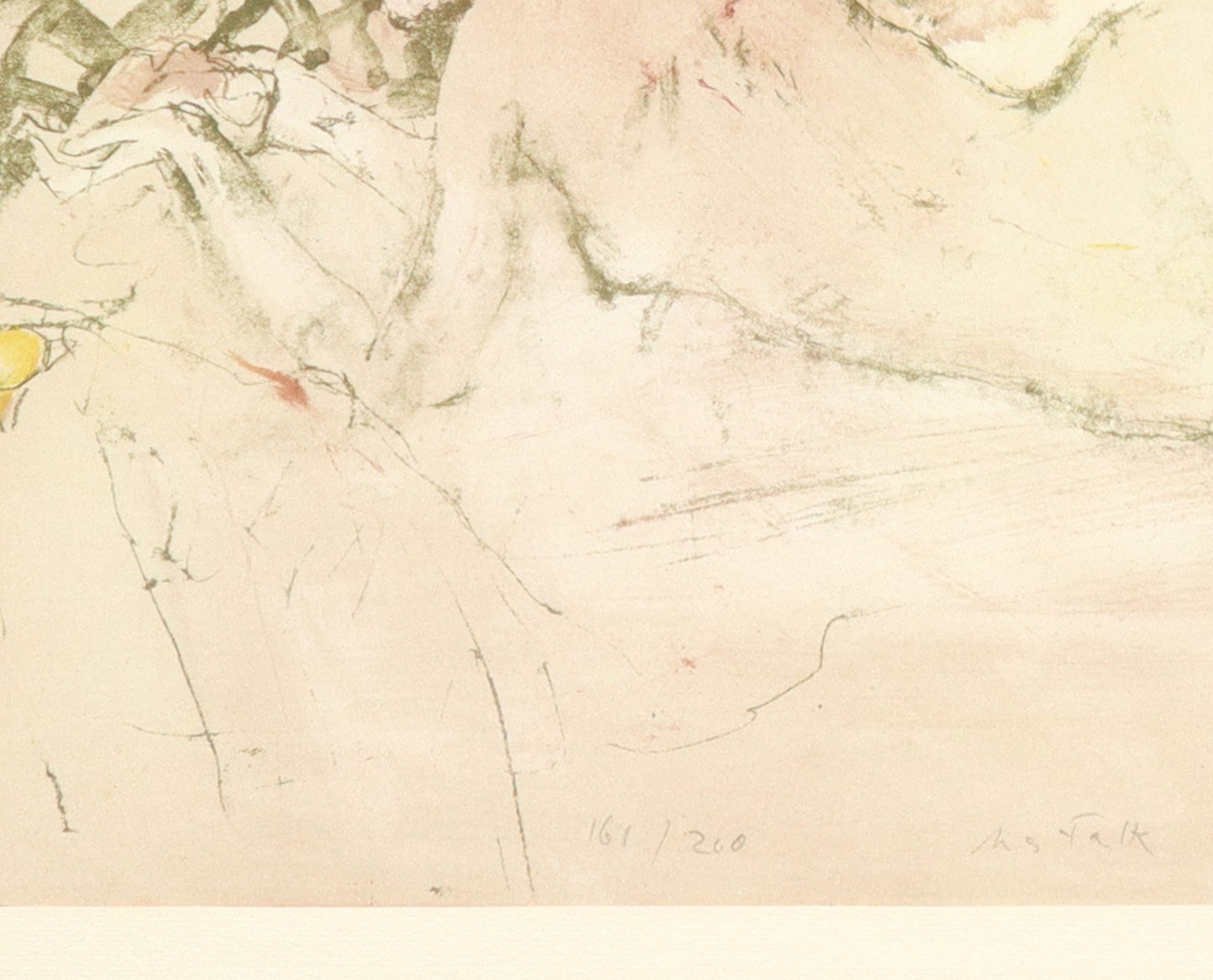 XX secolo, Donna distesa e rose gialle (tiratura 161/200), firmato