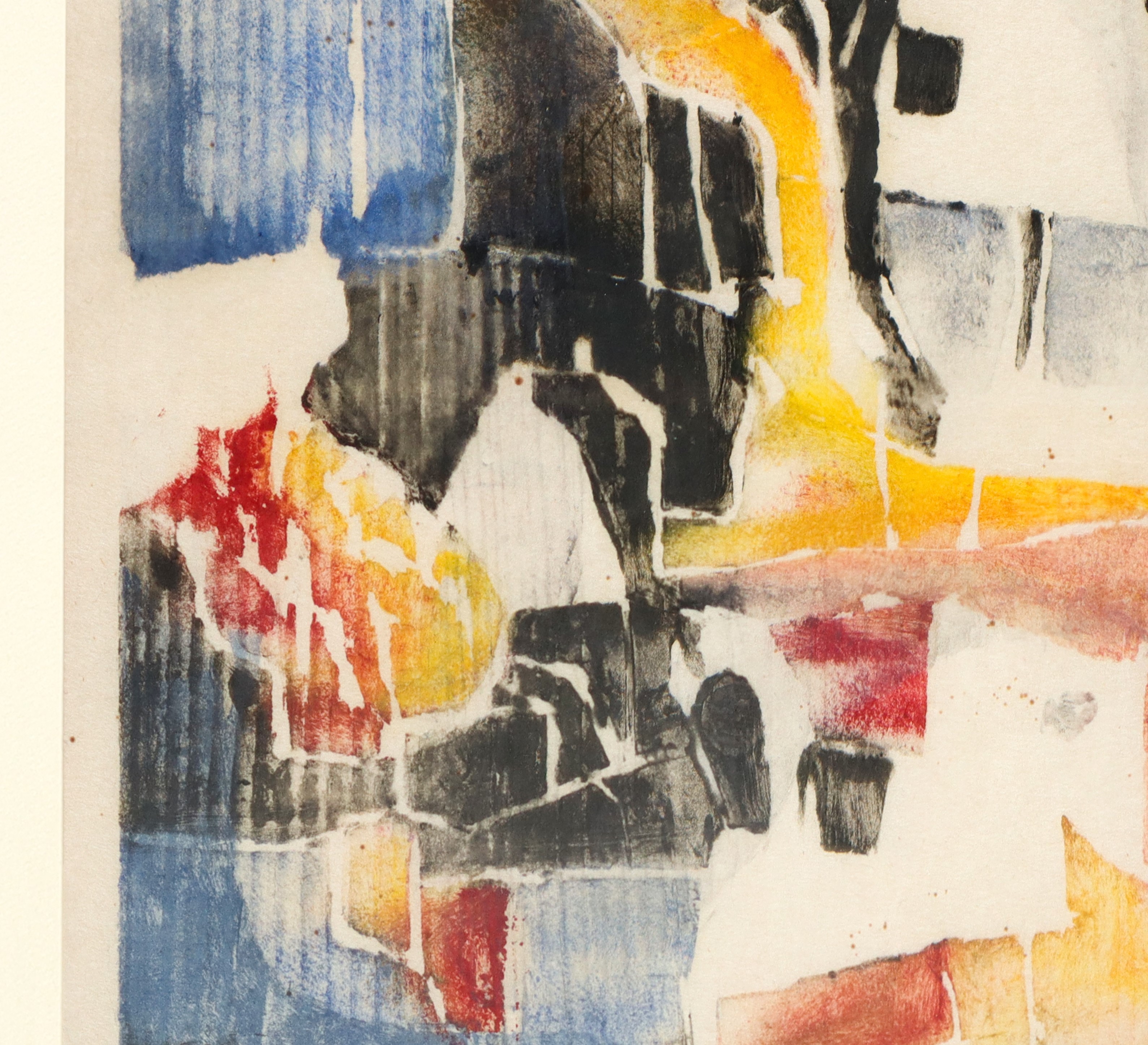 Astratto, nero giallo rosso e blu (XX secolo), h cm 54x41