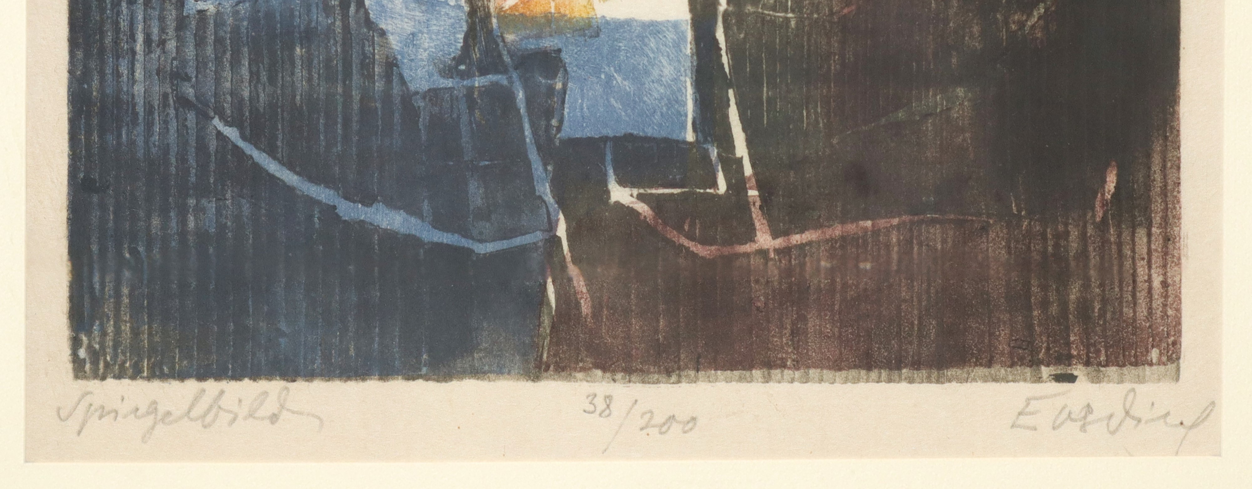 Astratto, nero giallo rosso e blu (XX secolo), h cm 54x41