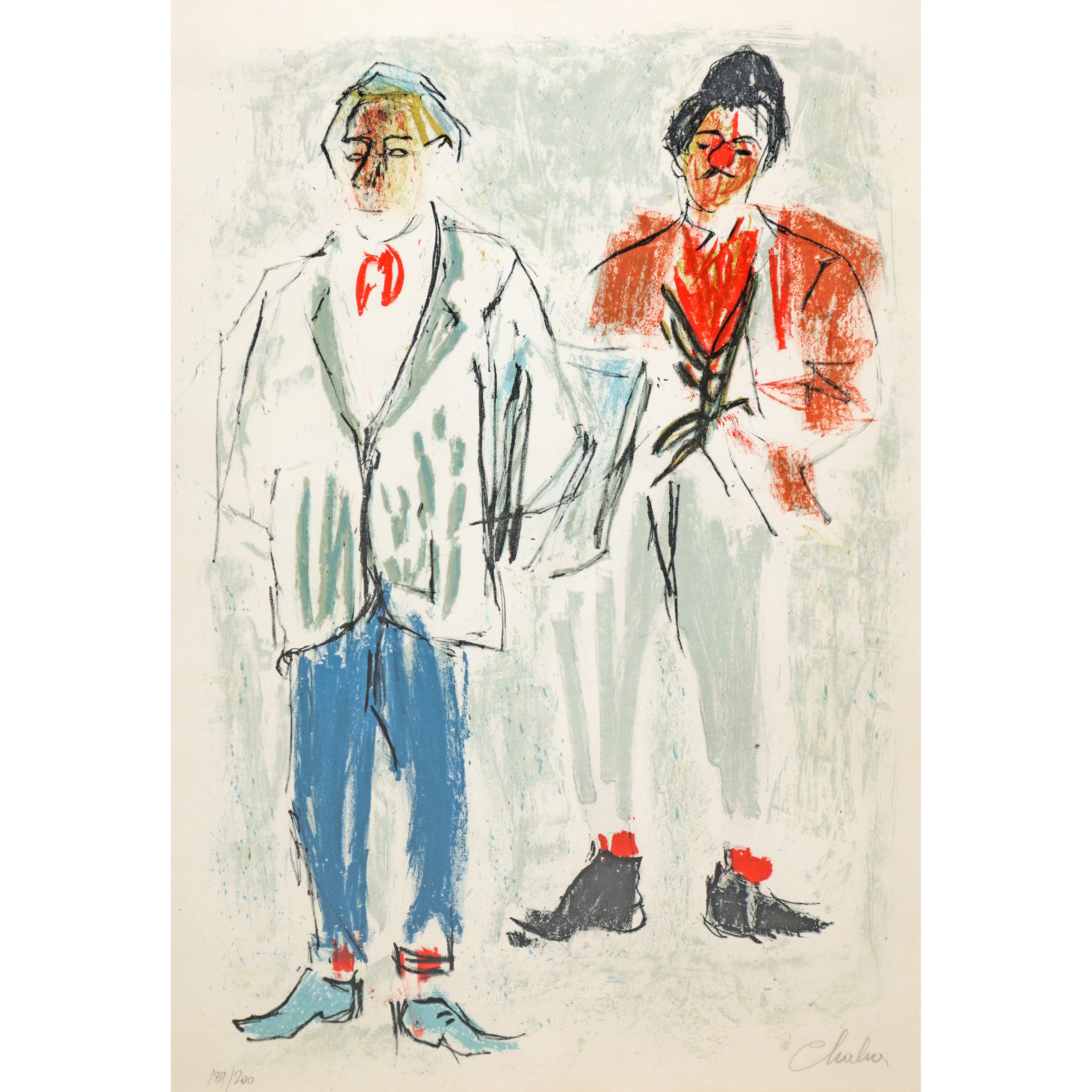 Incisione o grafica (tiratura 189/200), Uomo e clown