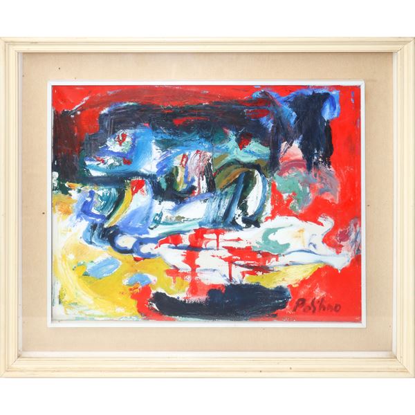 Vincenzo  Politino - Astratto a fondo rosso