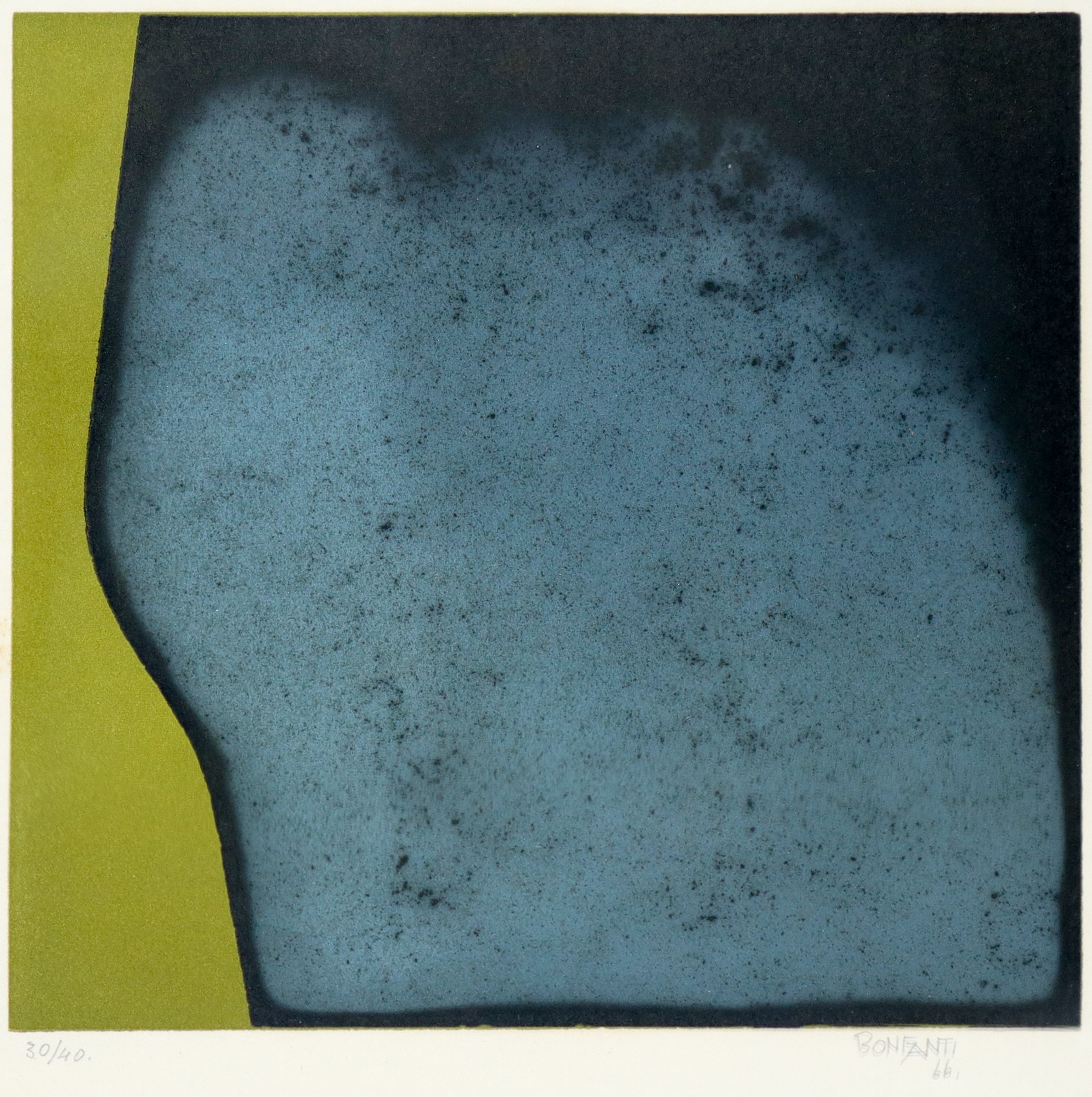 Arturo Bonfanti - Astratto ceruleo, verde e nero (serigrafia), 1966