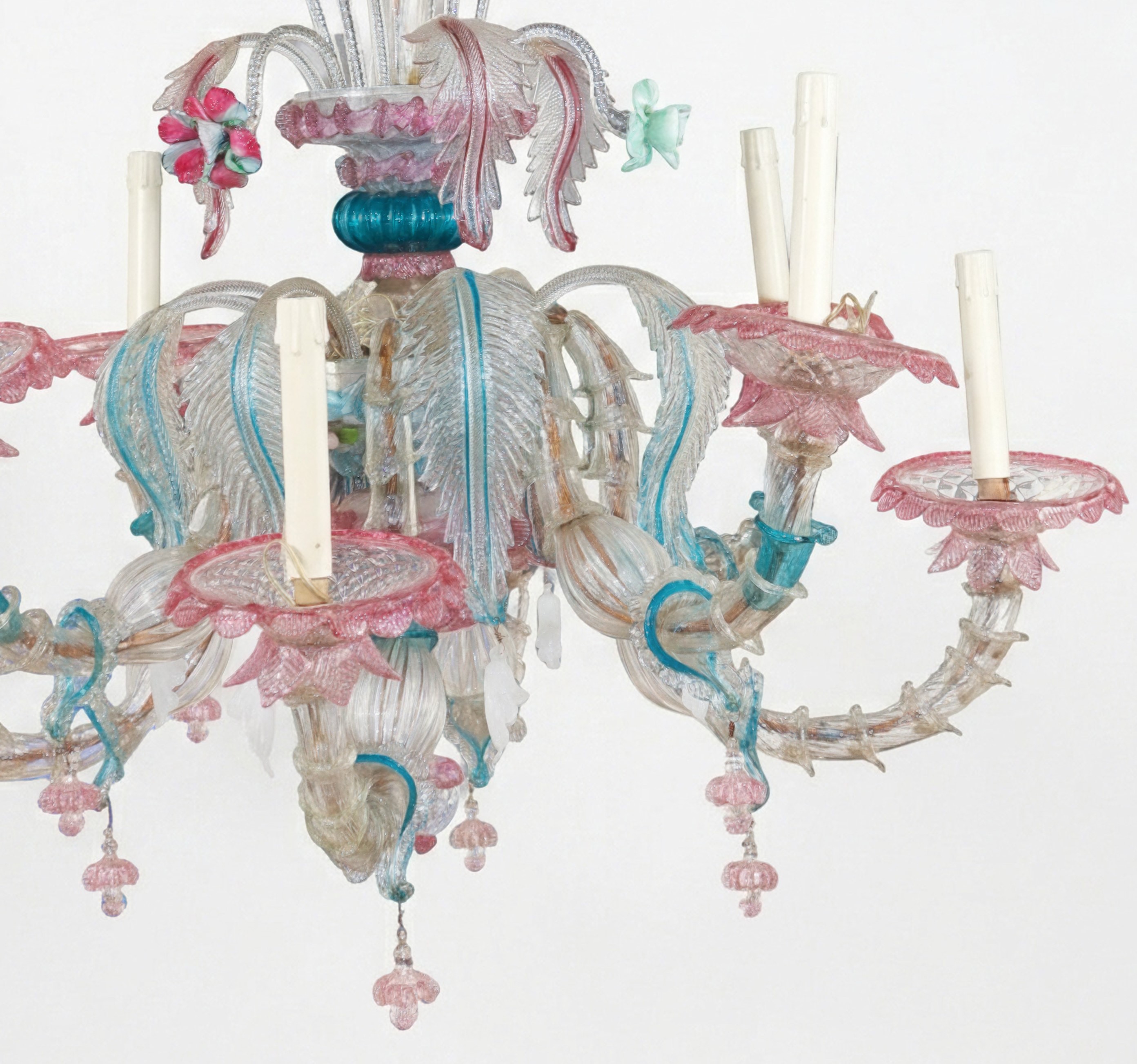 Lampadario in Vetro di Murano Policromo a 8 Luci