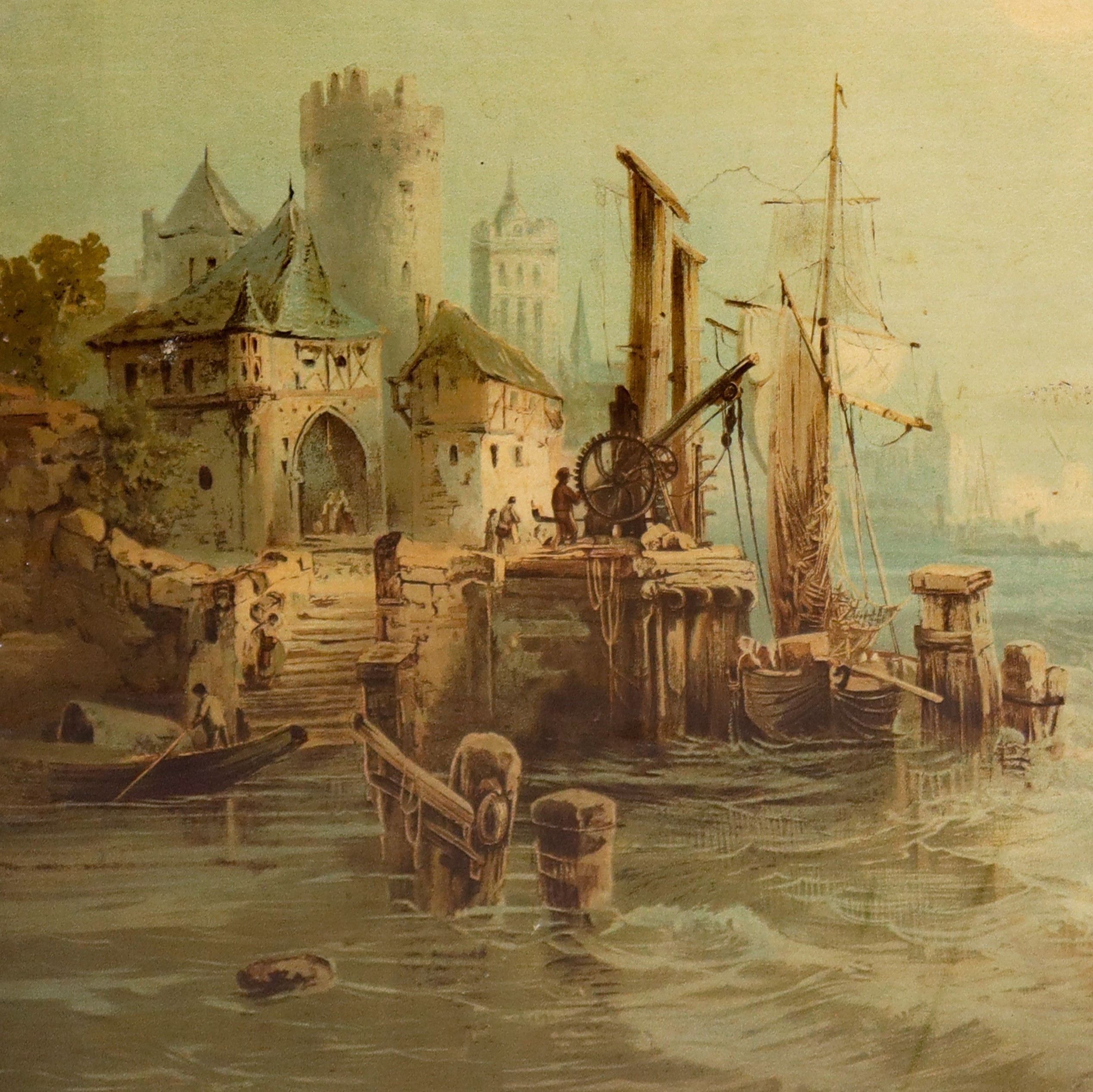 Franz Krause - Marina, oleografia, XIX secolo