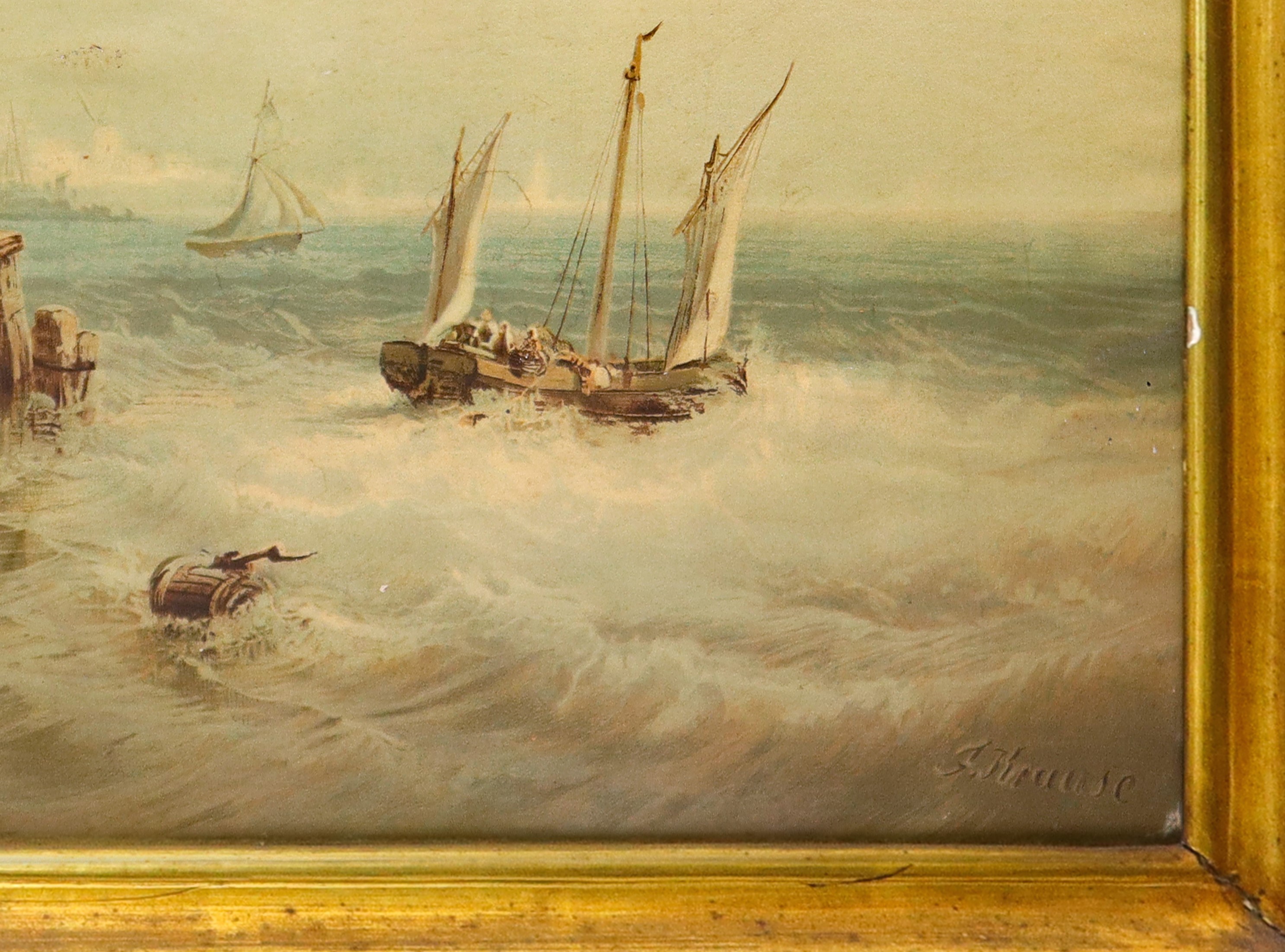 Franz Krause - Marina, oleografia, XIX secolo
