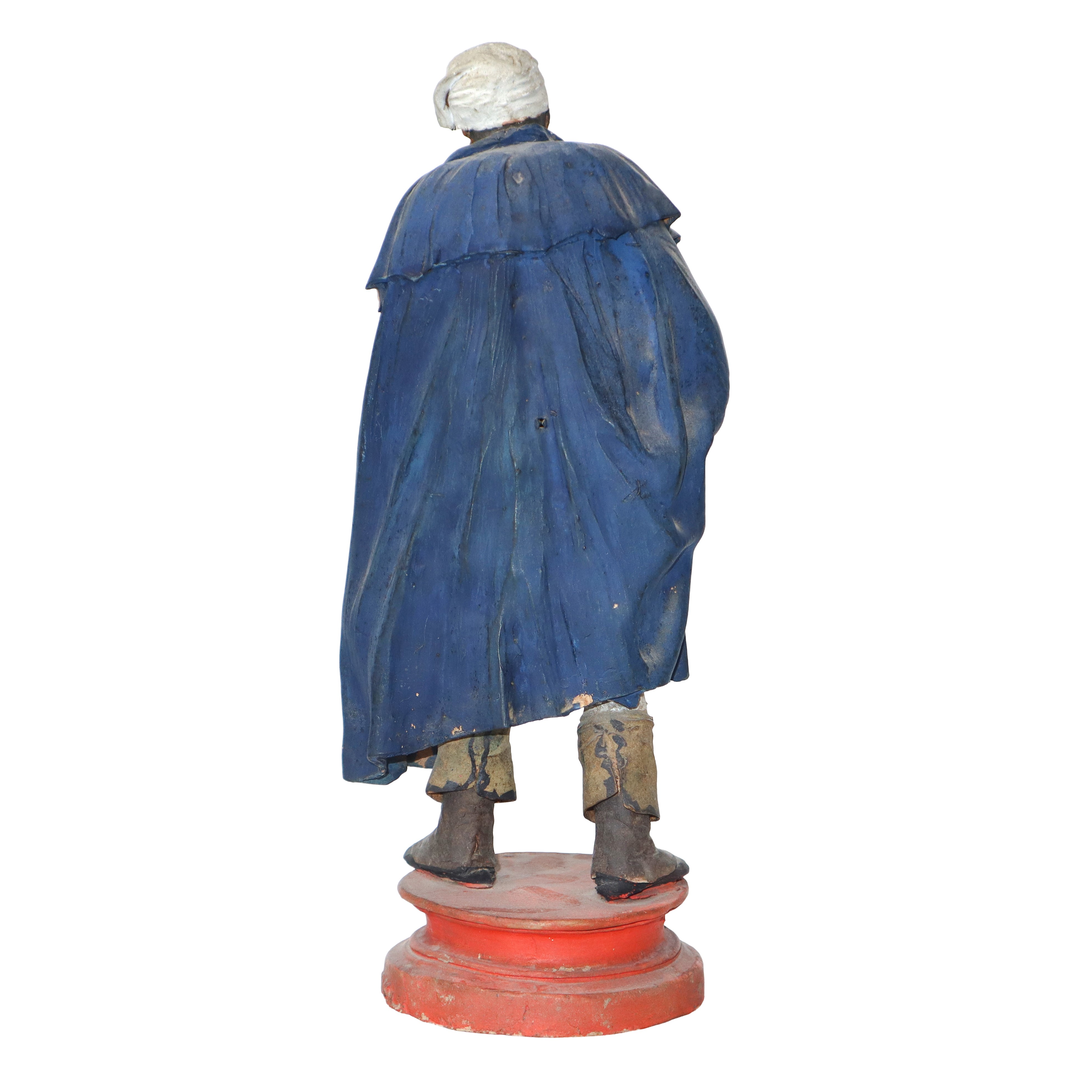 Gruppo di n. 3 figurine in terracotta di Caltagirone raffiguranti Contadini in teca di legno