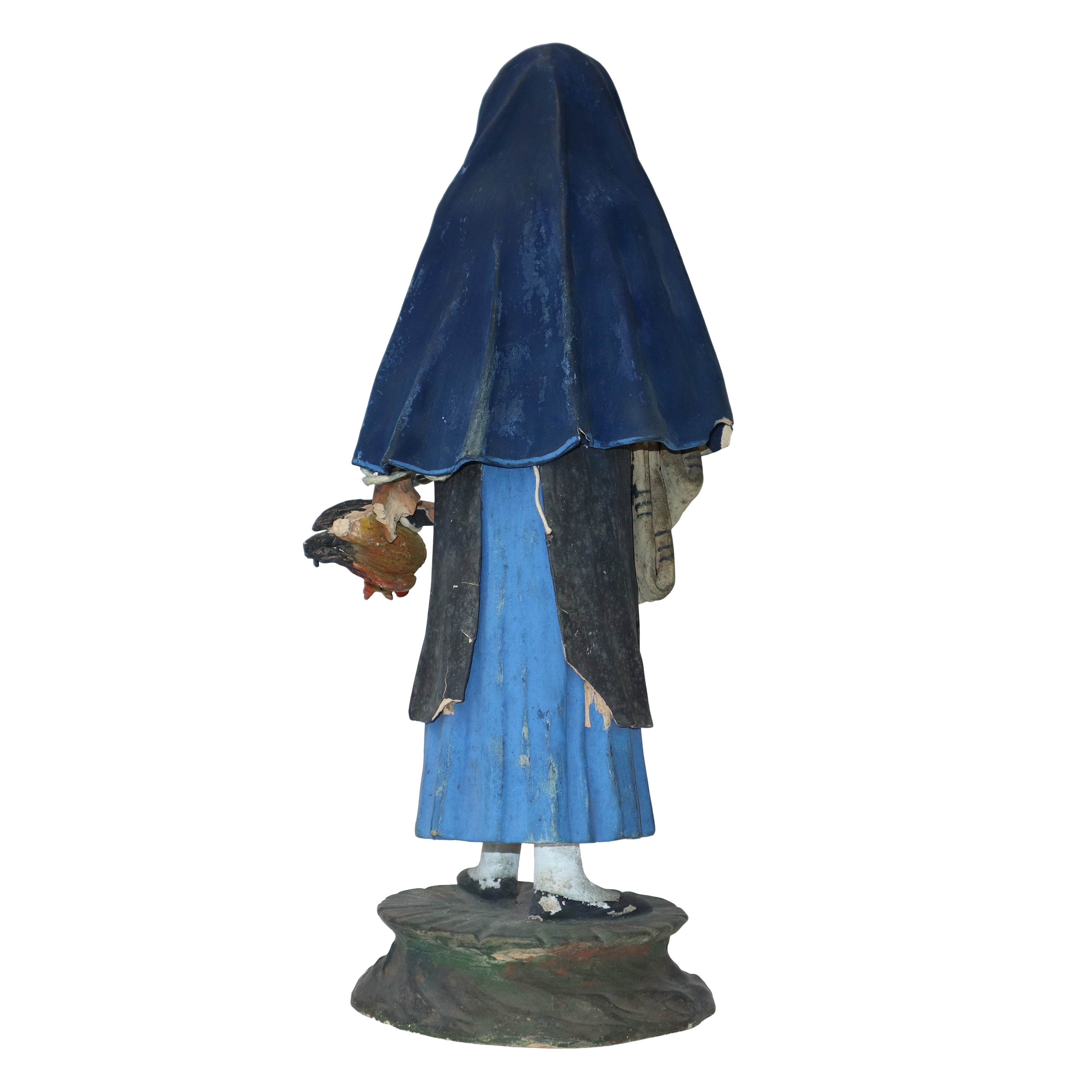 Gruppo di n. 3 figurine in terracotta di Caltagirone raffiguranti Contadini in teca di legno