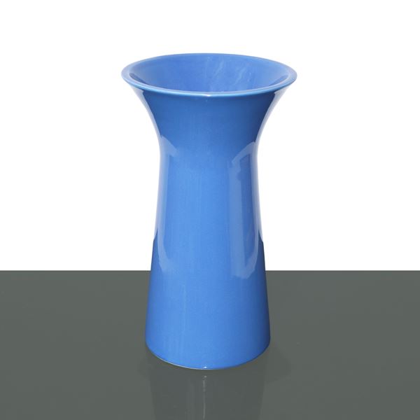 Blue glossy ceramic vase