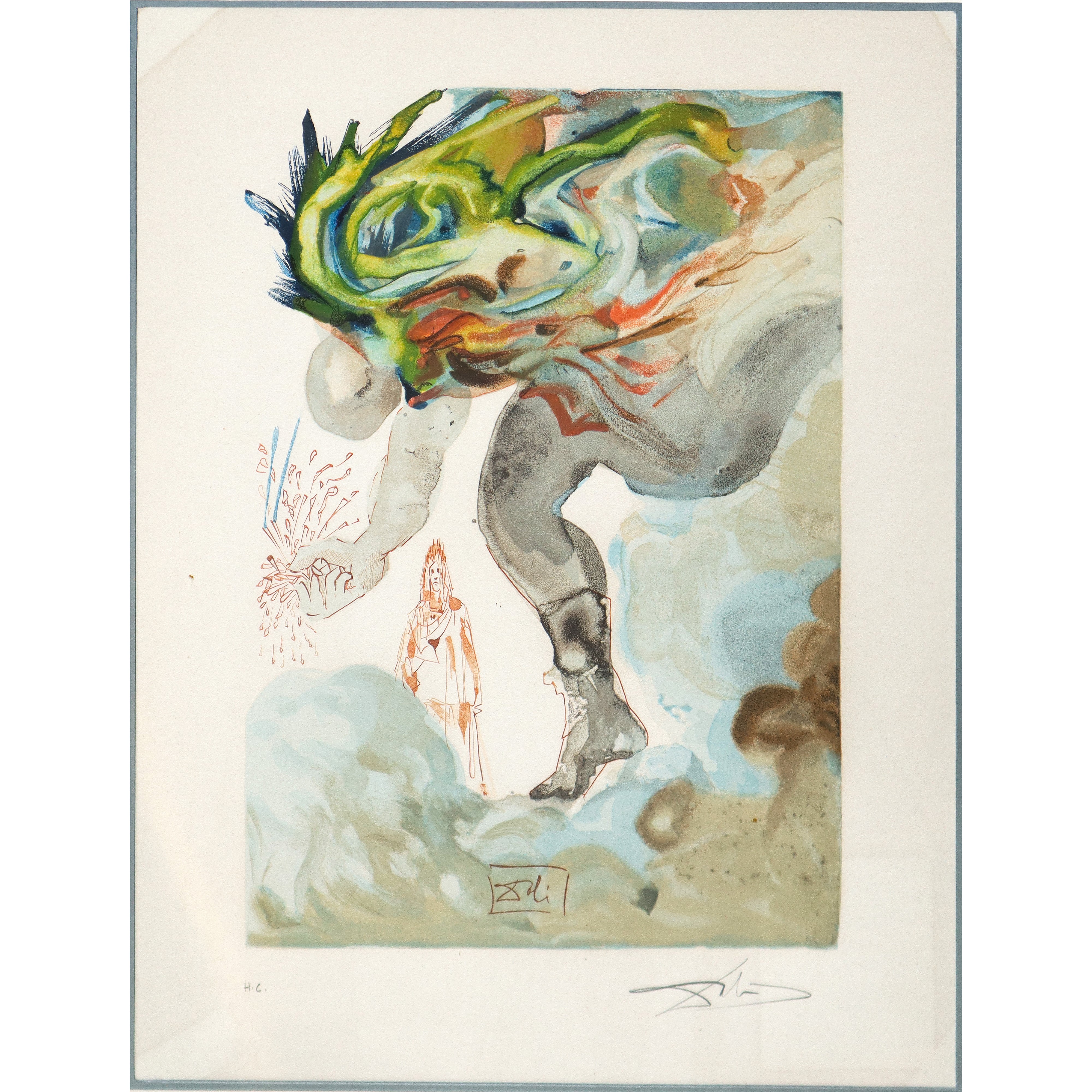 Salvador Dalì - I Giganti, litografia da La Divina Commedia di Dante