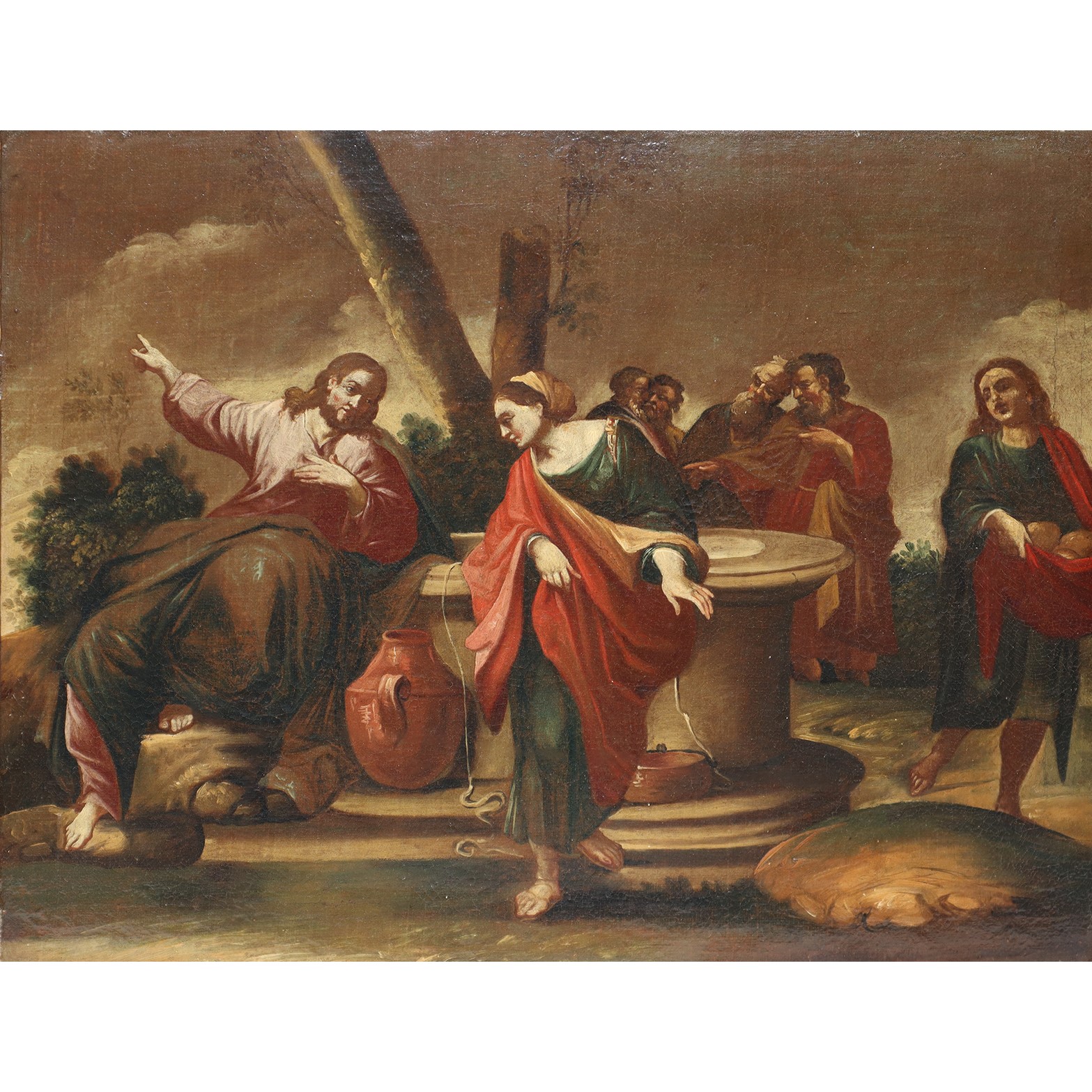 Cristo e la Samaritana al pozzo, olio su tela, XVIII secolo
