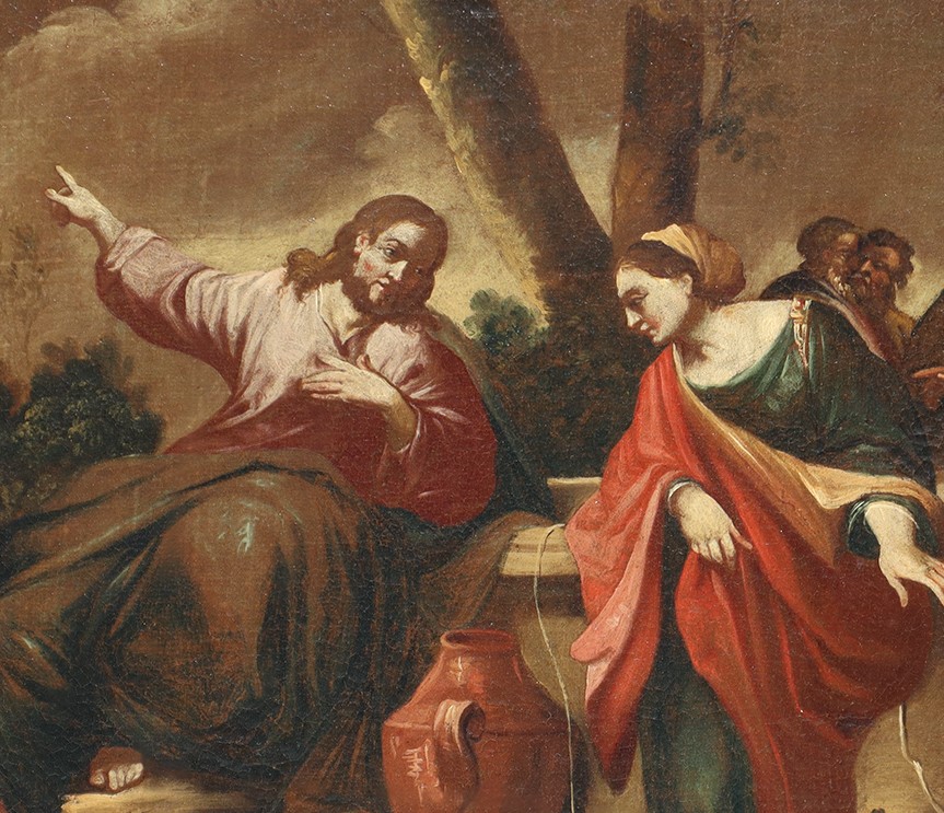 Cristo e la Samaritana al pozzo, olio su tela, XVIII secolo