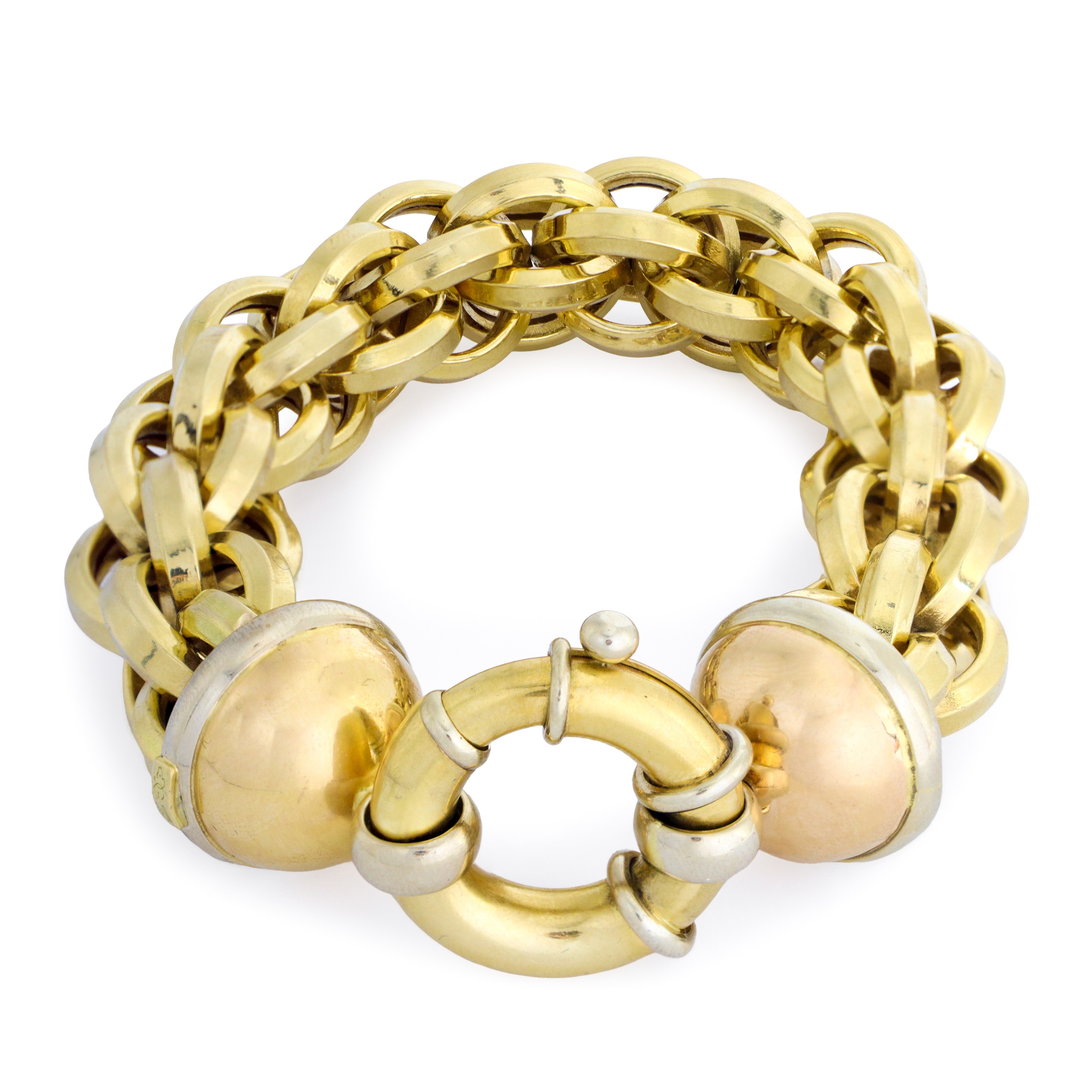 Bracciale in oro giallo 750 con maglia rolò e chiusura da marinaio