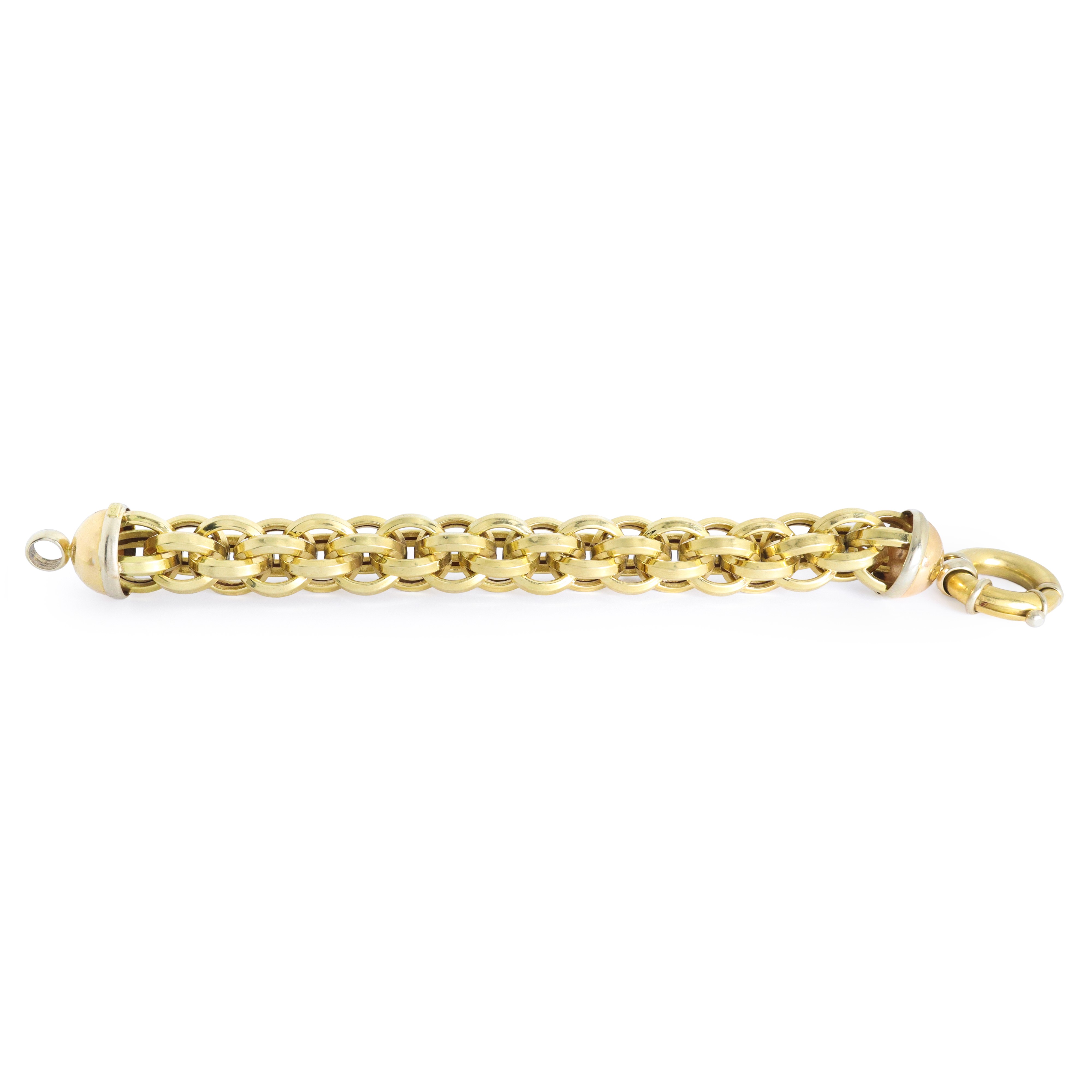 Bracciale in oro giallo 750 con maglia rolò e chiusura da marinaio