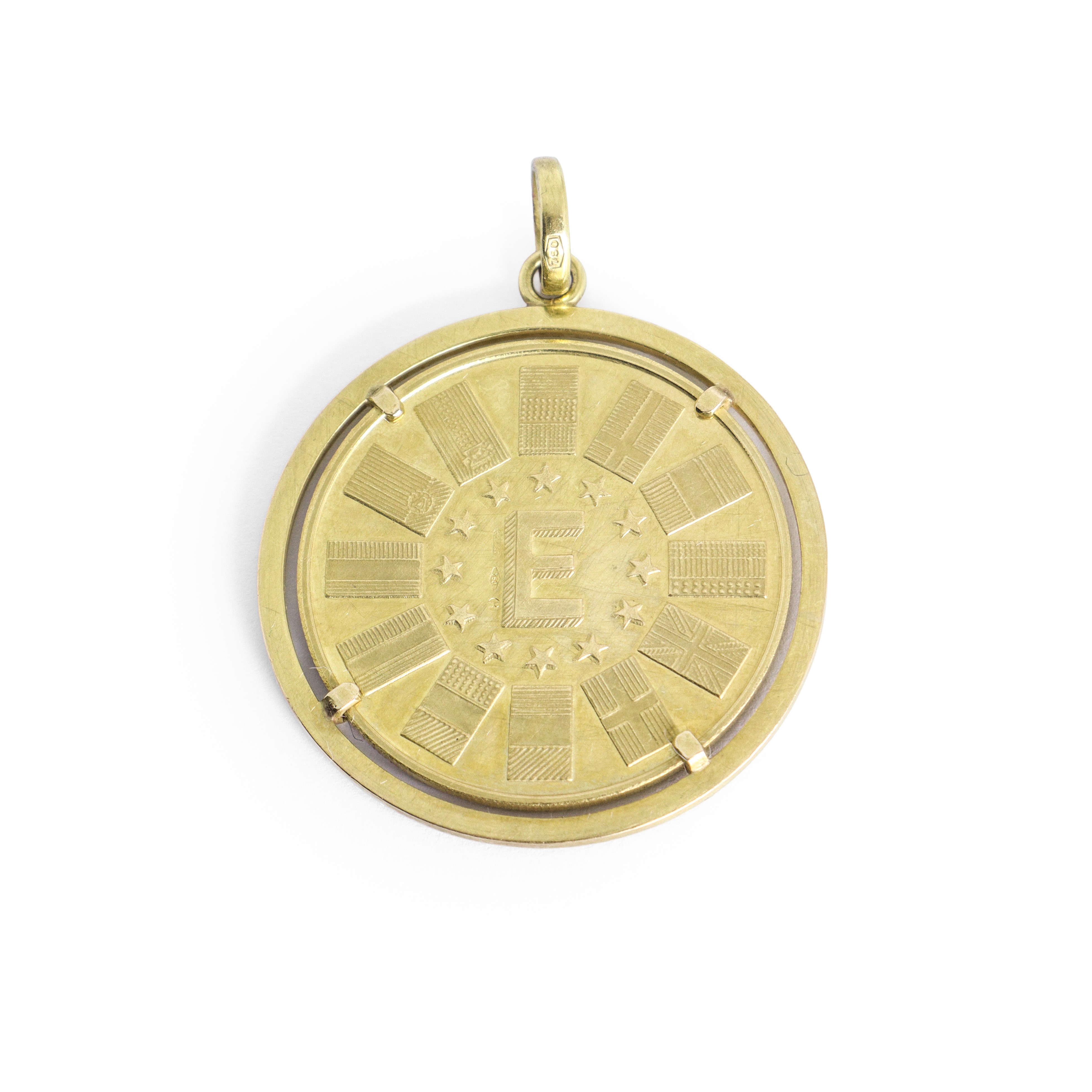 Pendentif in oro giallo 750 con riproduzione della moneta dell'Europa