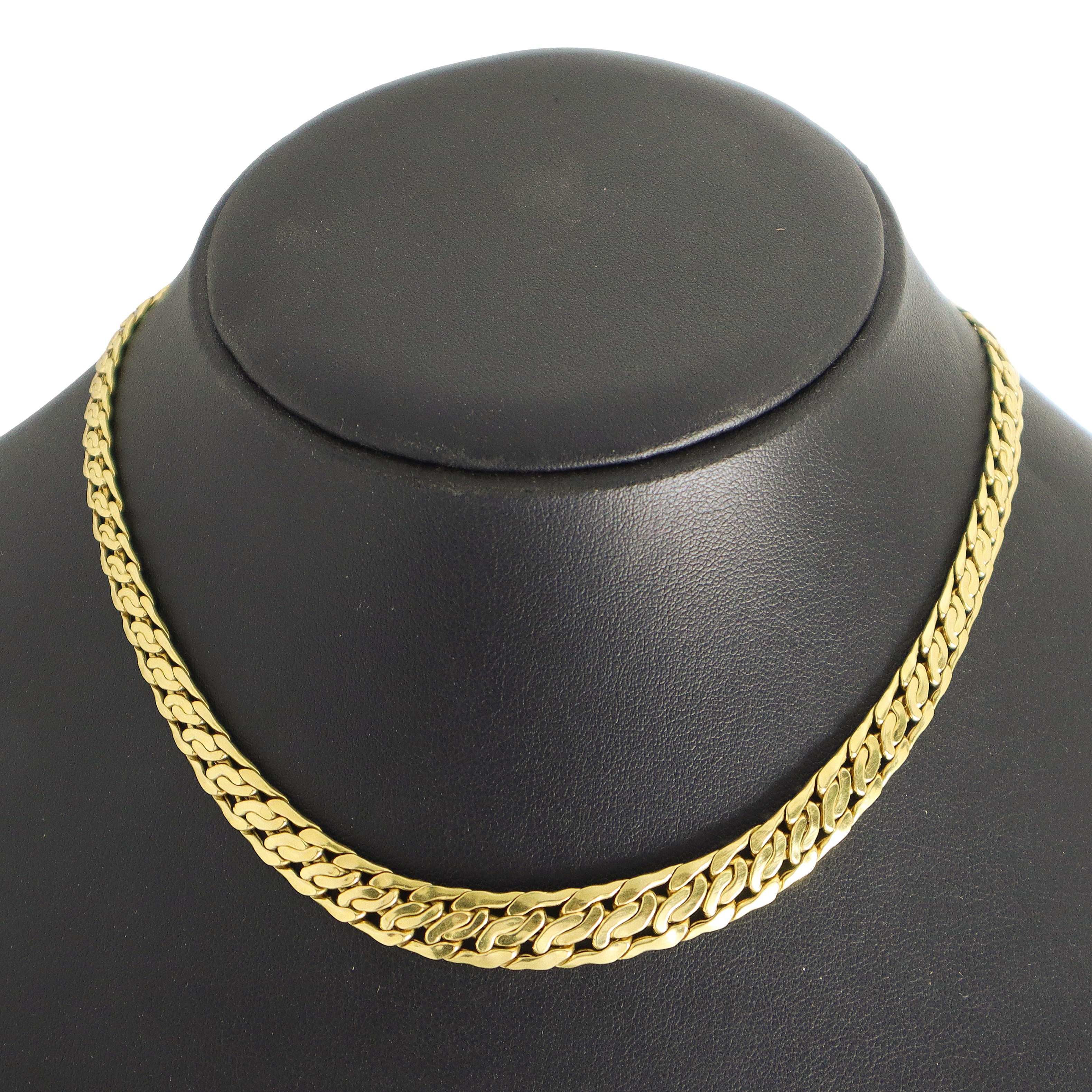 Collana in oro giallo 750 con maglia groumette piatta