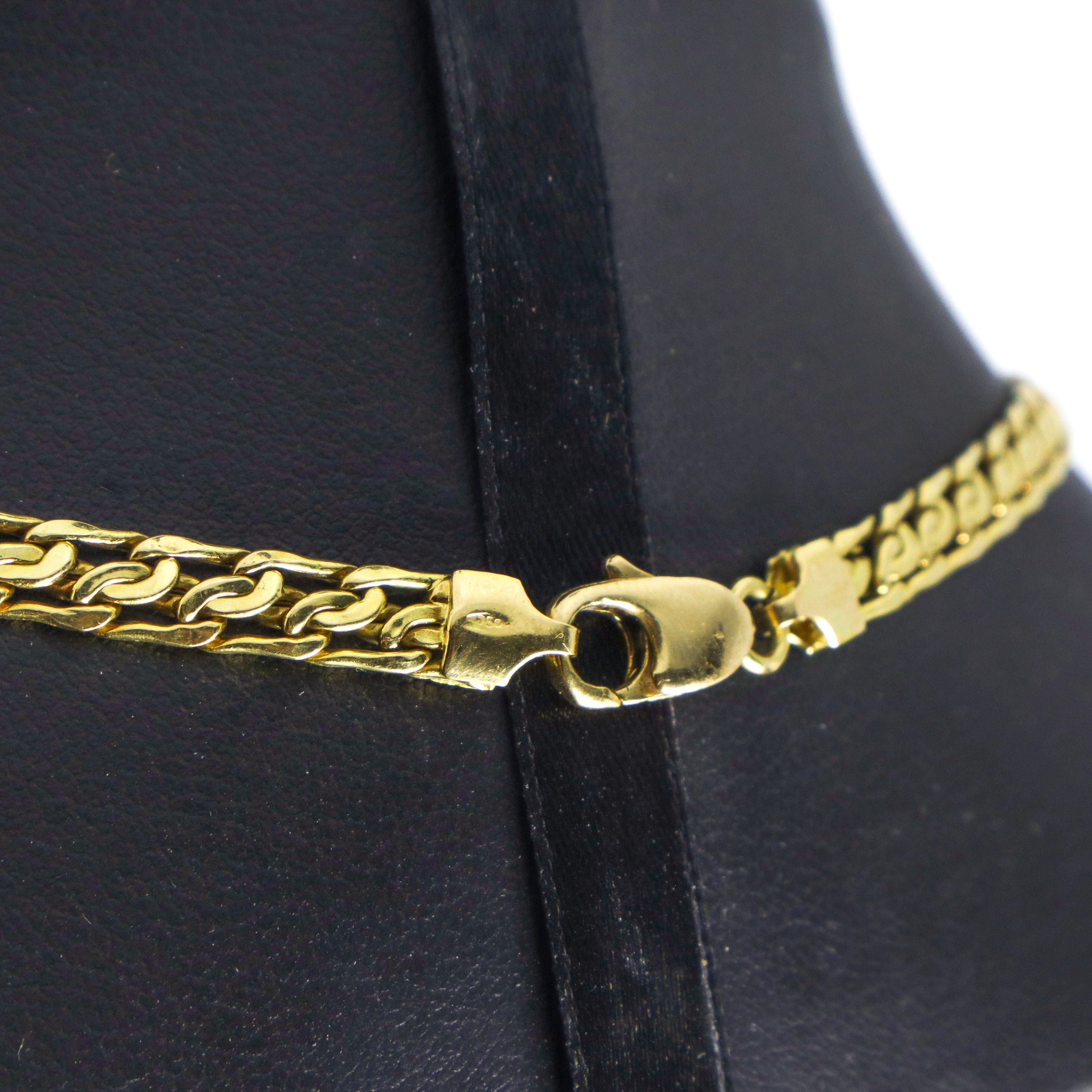 Collana in oro giallo 750 con maglia groumette piatta