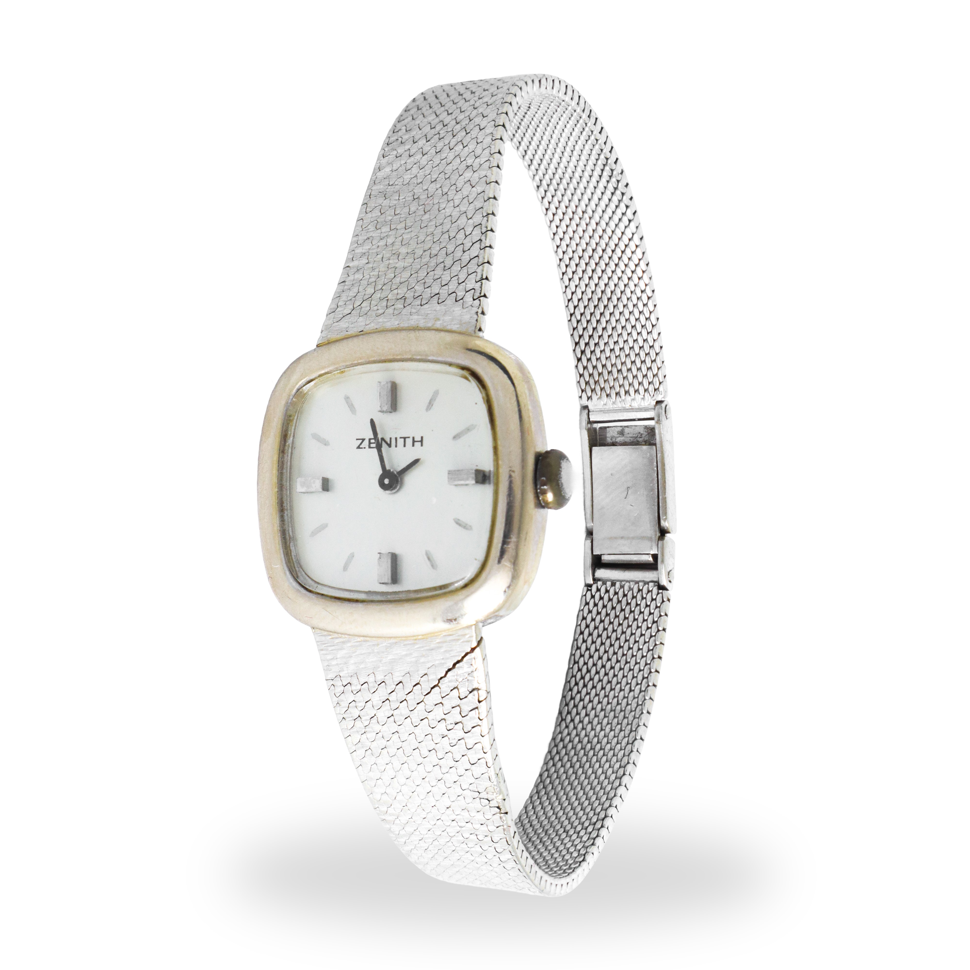 Orologio da donna in oro bianco 750 spazzolato con quadrante in oro giallo, anni '60