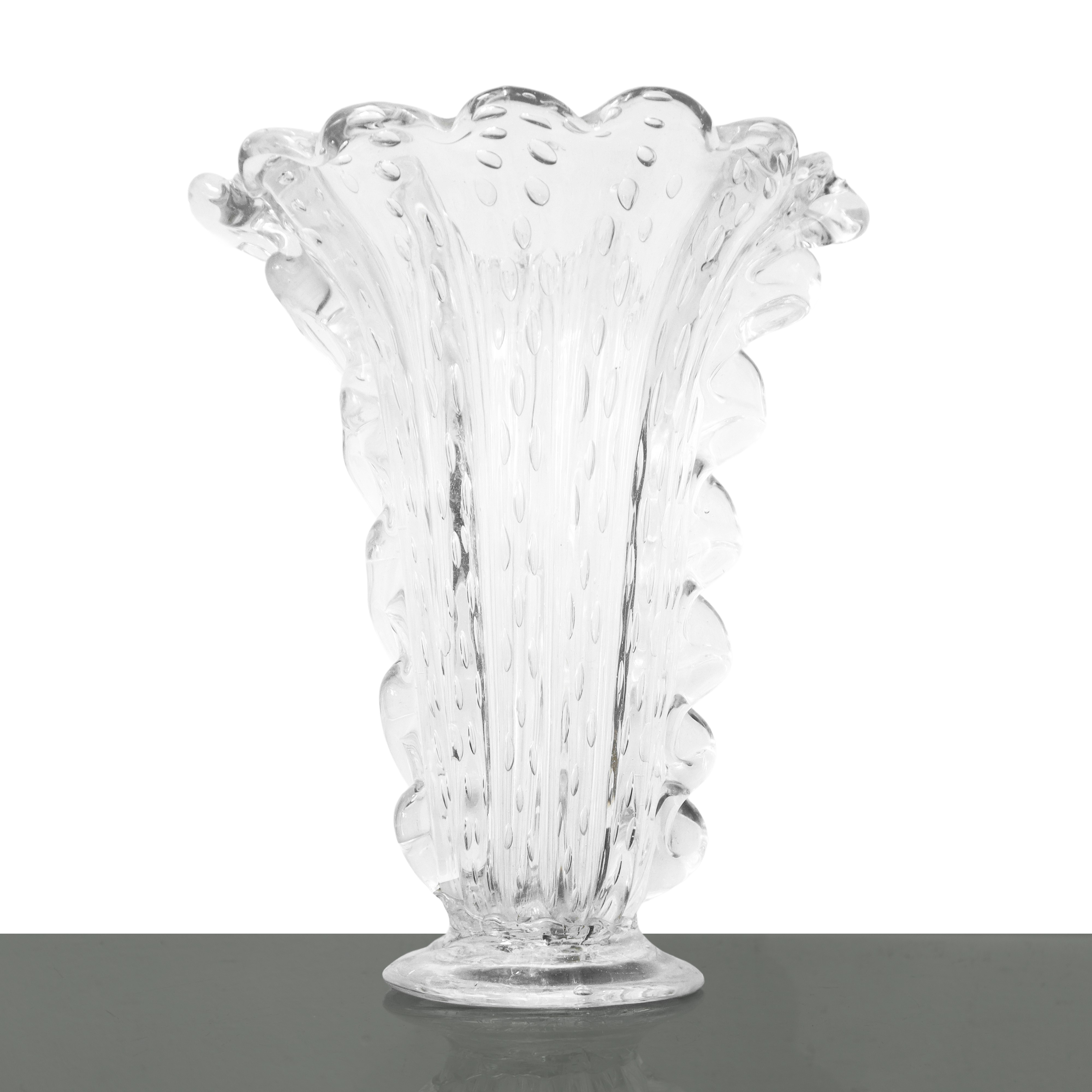Vaso in vetro di Murano bullicante a ventaglio