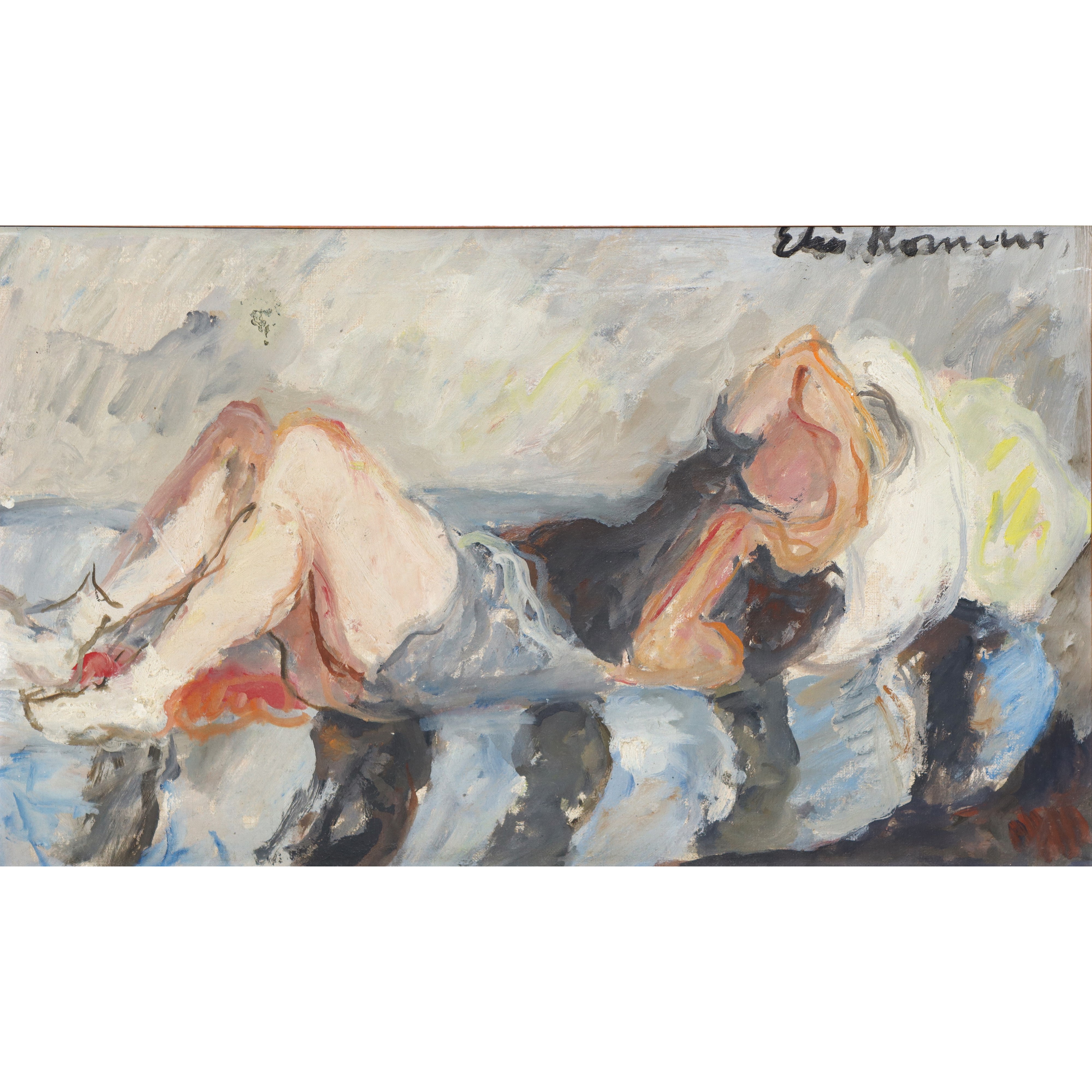 Elio Romano - Figura distesa, olio su tela