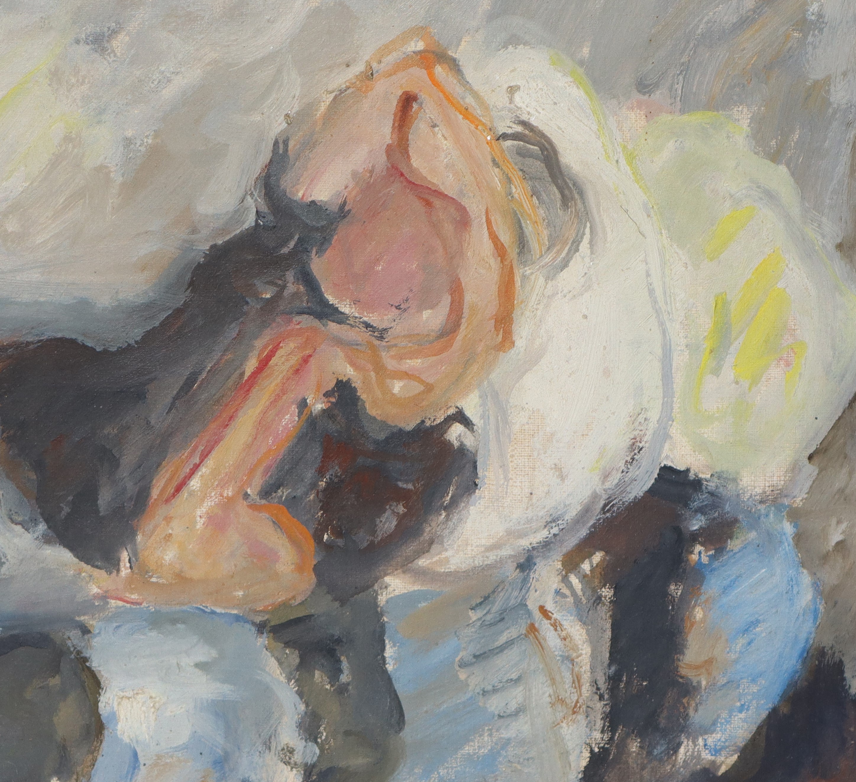 Elio Romano - Figura distesa, olio su tela