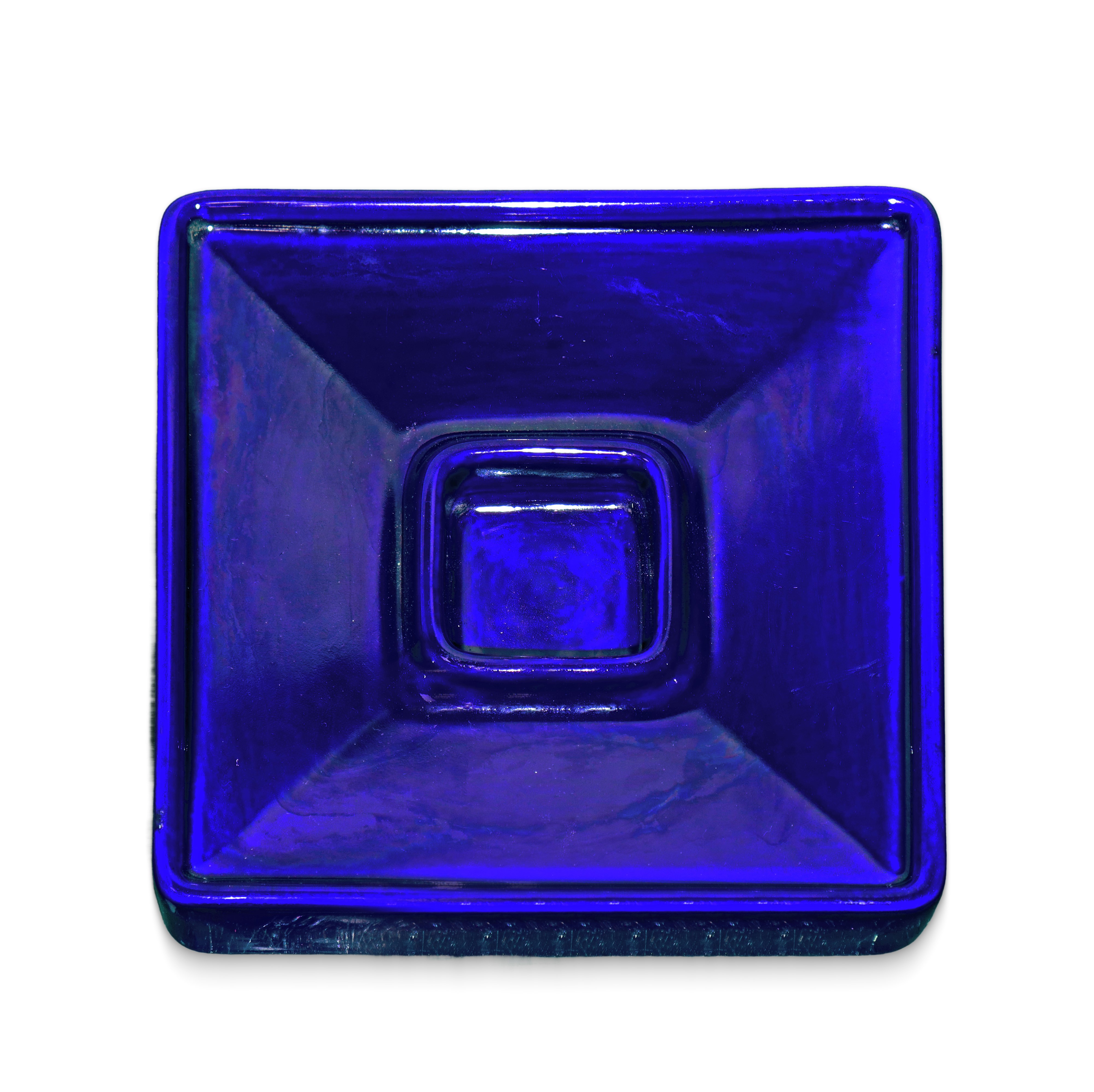Posacenere quadrato in ceramica blu cobalto