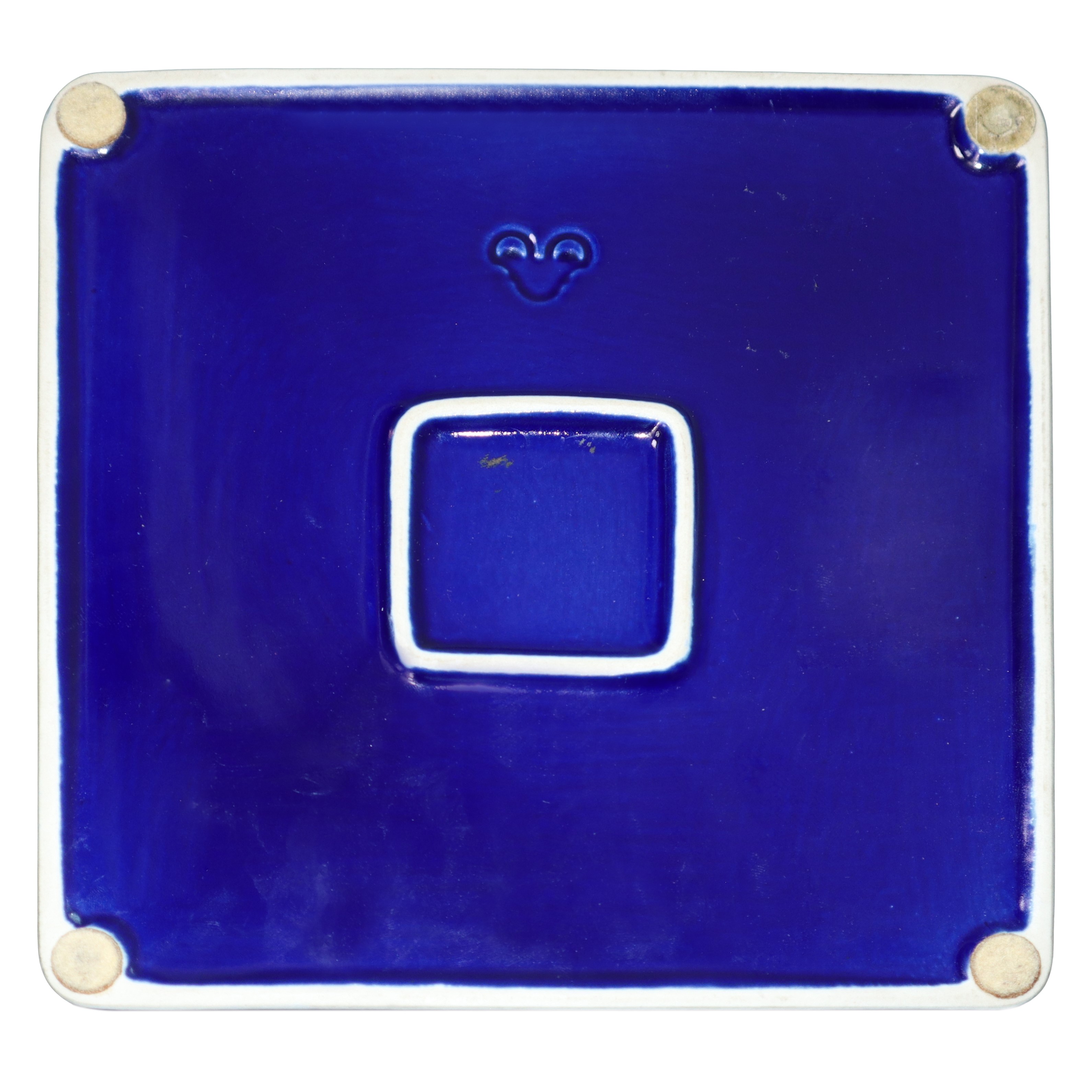 Posacenere quadrato in ceramica blu cobalto