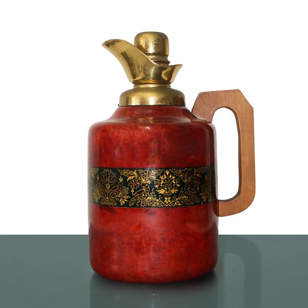Aldo Tura - Thermos caraffa in pergamena e ottone