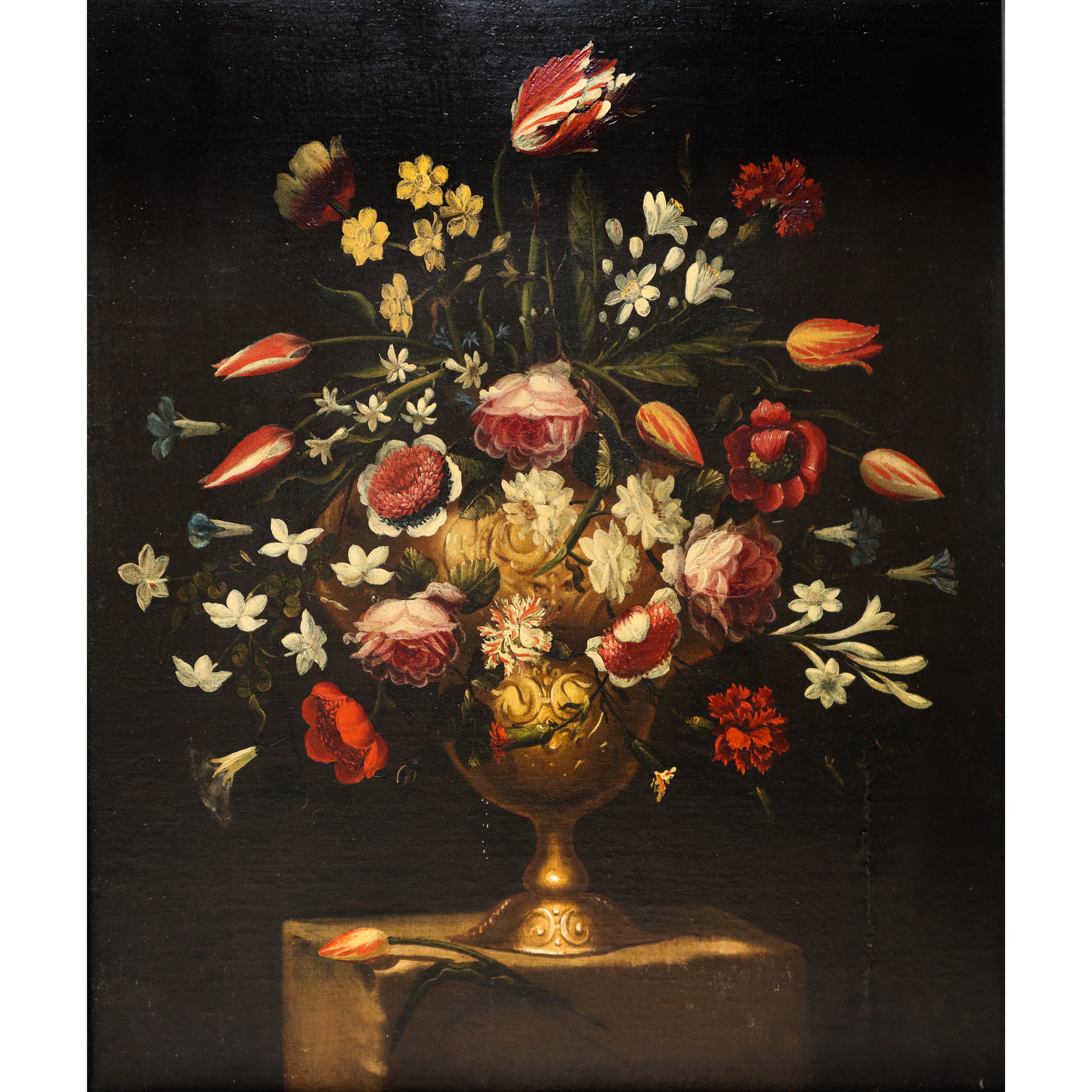 Giacomo Recco - Natura morta di fiori, olio su tela