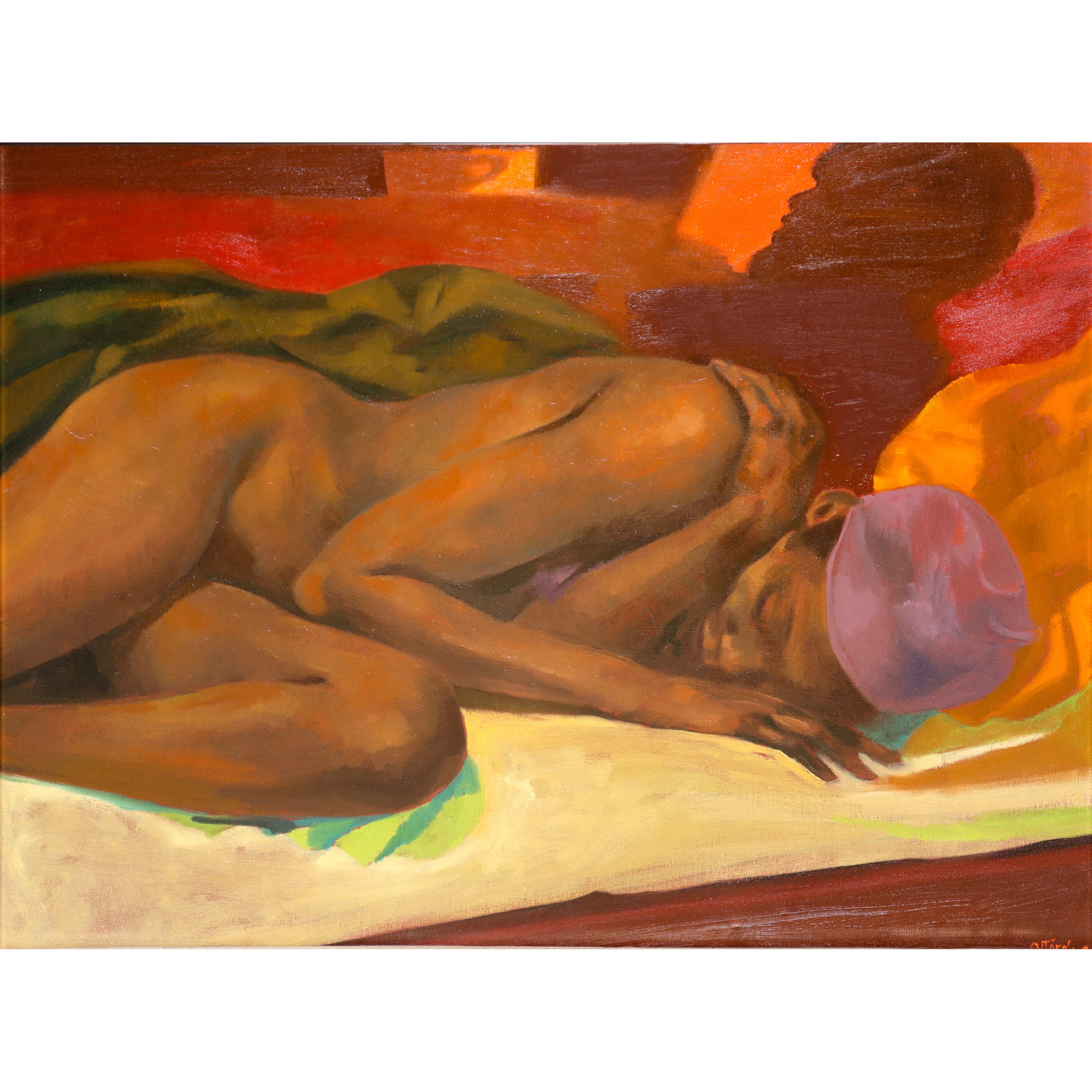 Ugo Attardi - Donna distesa, olio su tela