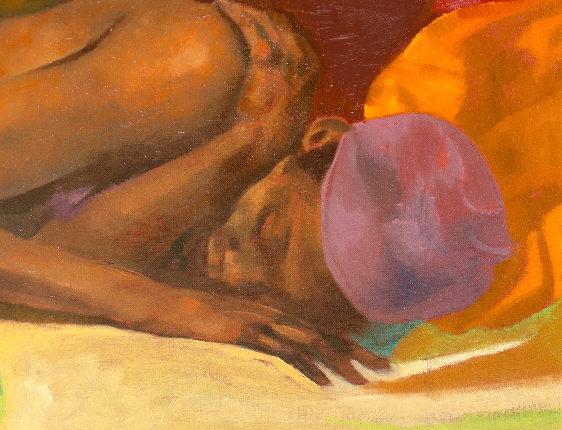 Ugo Attardi - Donna distesa, olio su tela
