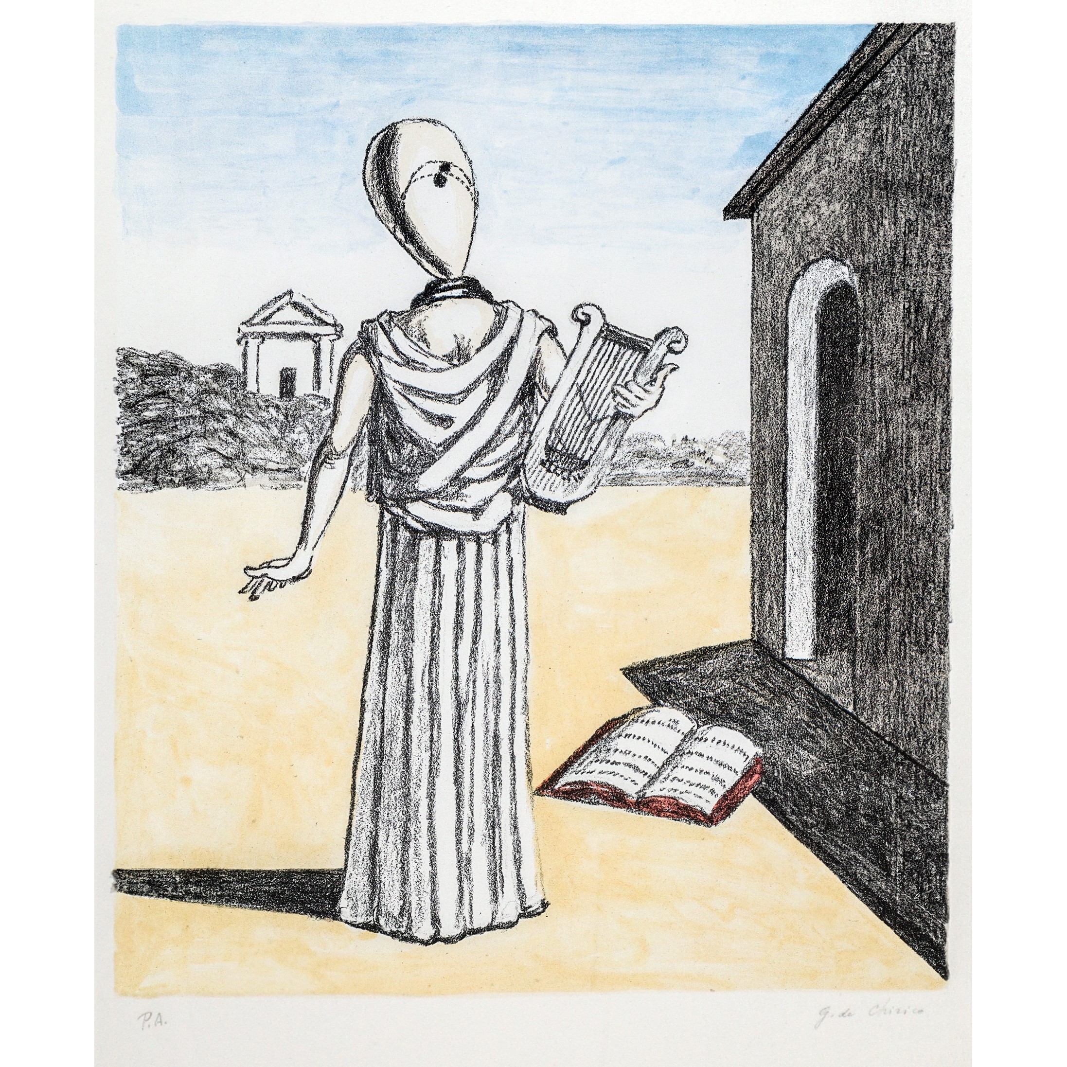 Giorgio De Chirico - La musa della storia (litografia)