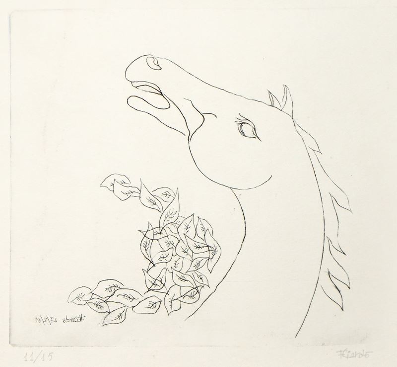 Filippo Liardo - Testa di cavallo (acquaforte, 1968)