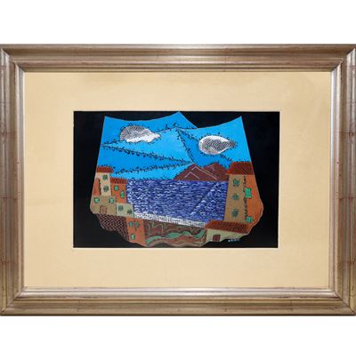 Scorcio marino (tecnica mista su cartoncino)