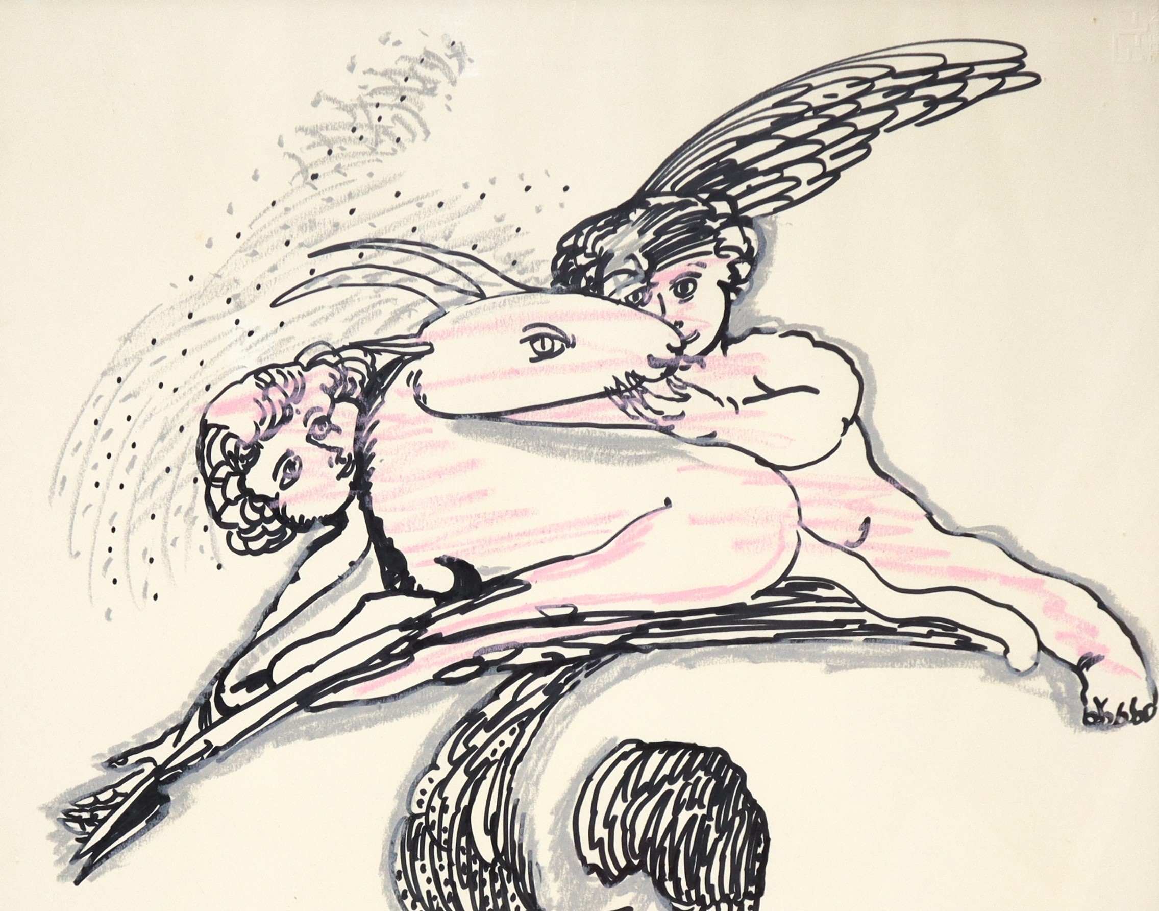 Remo Brindisi - Pastorale (tecnica mista su carta), 1971