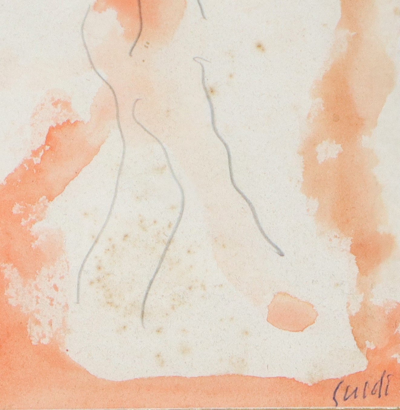 Virgilio Guidi - Occhio giallo (senza titolo), grafite e acquerello su carta