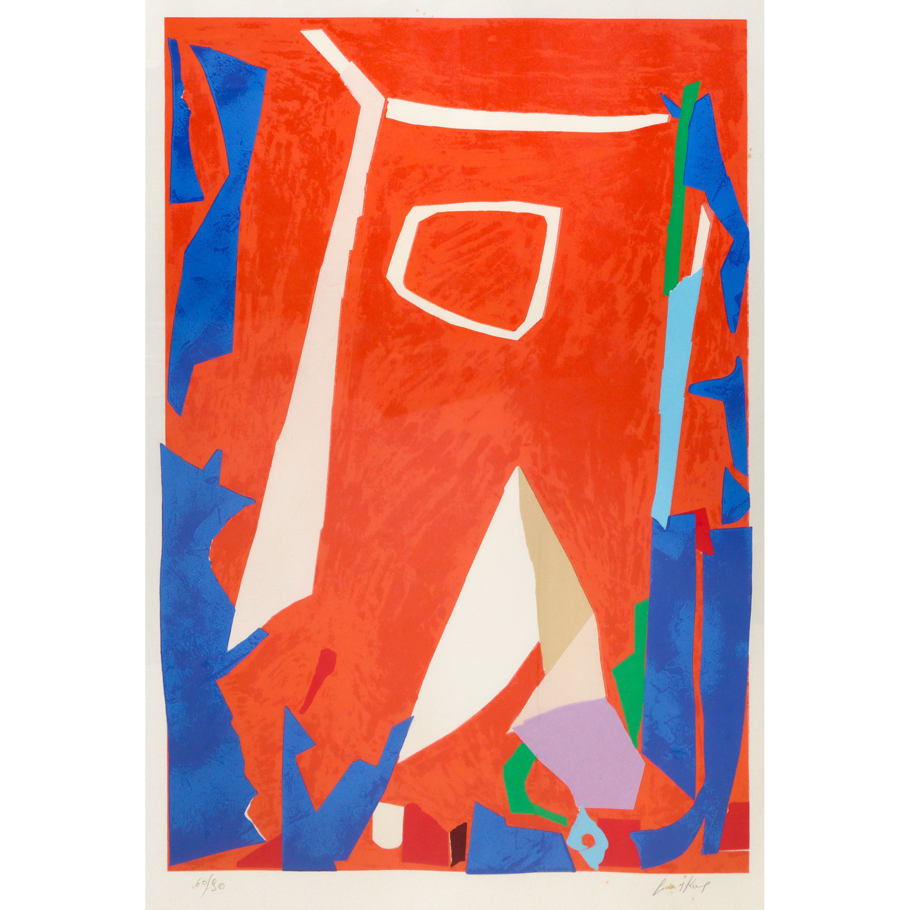 André Lanskoy - Astratto rosso (serigrafia, XX secolo)