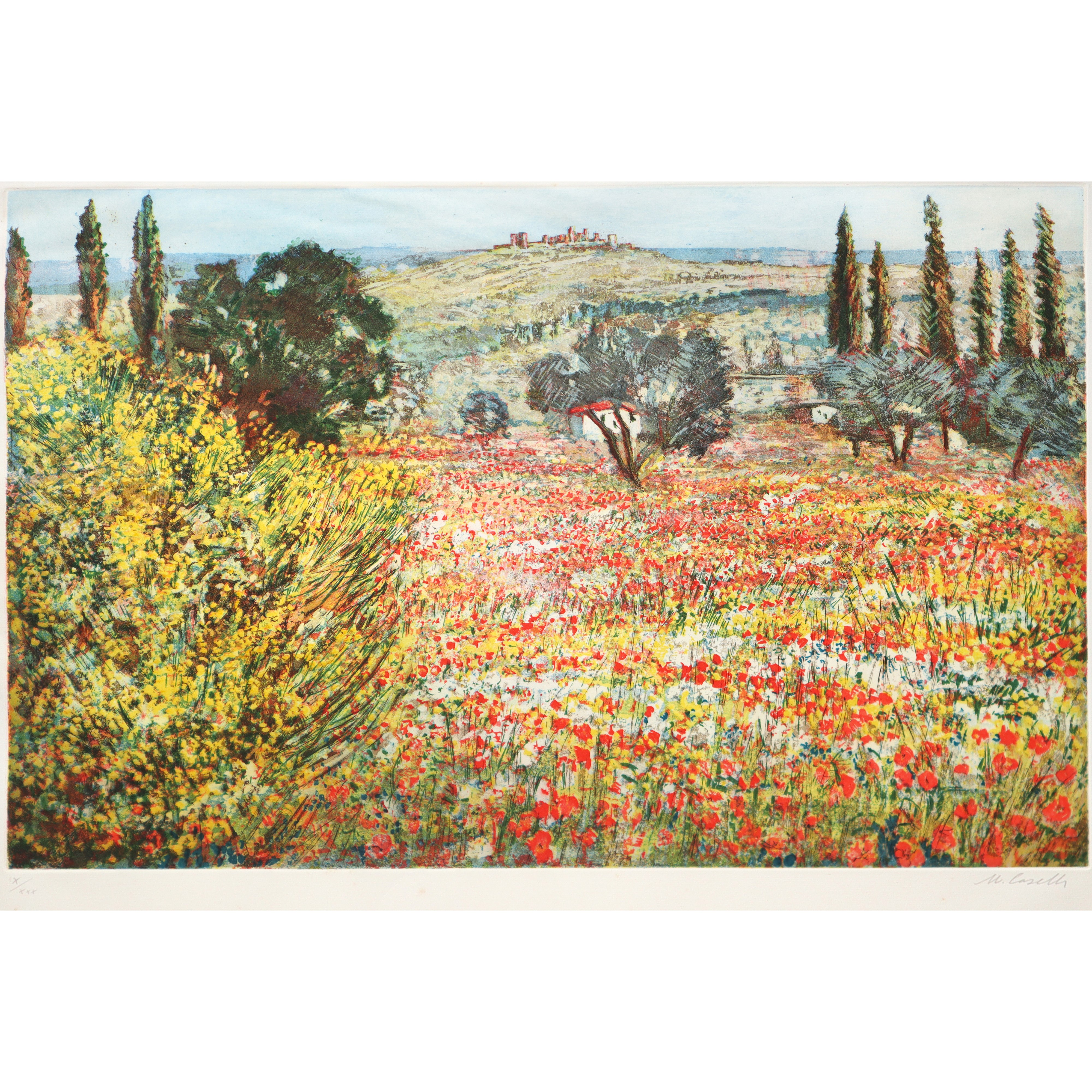 Michele Cascella - Paesaggio, litografia